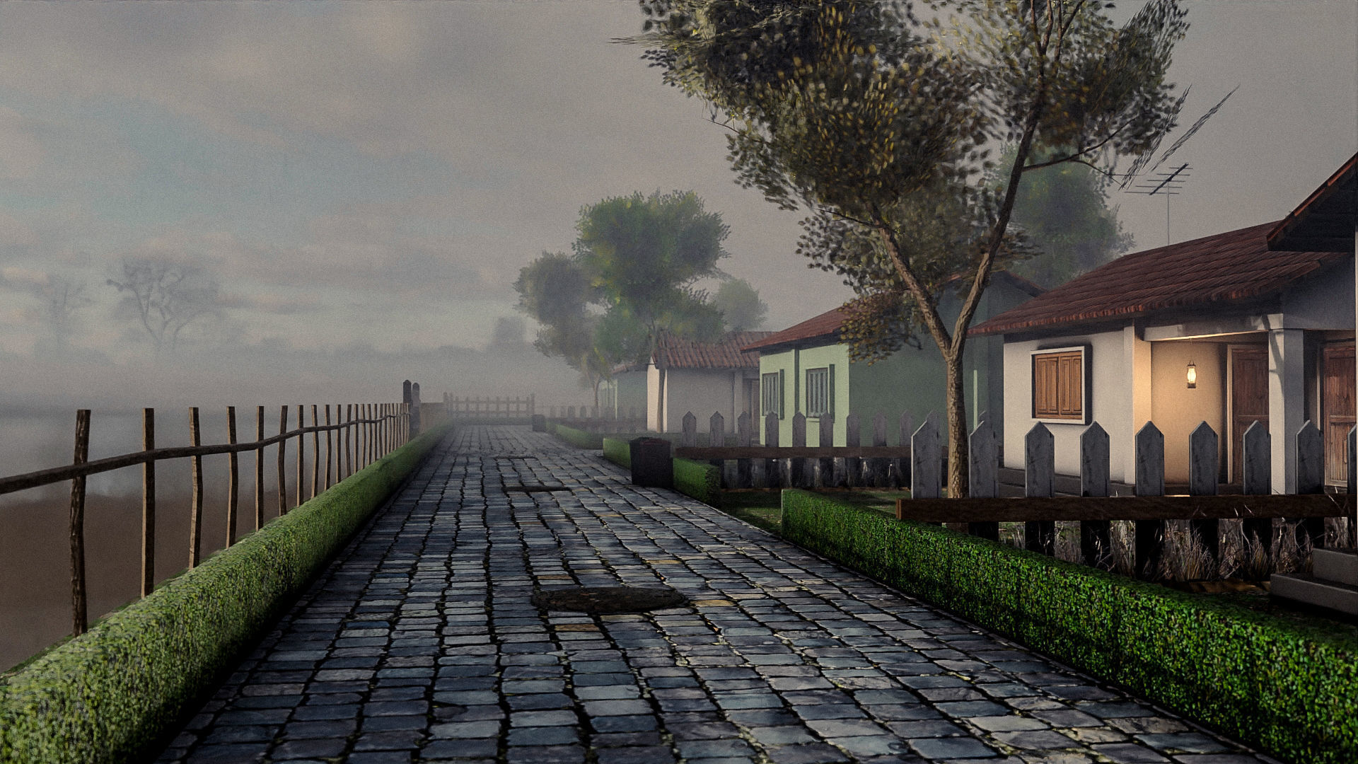 Rural Suburb Neighbourhood with a master house Low-poly 3D model_6