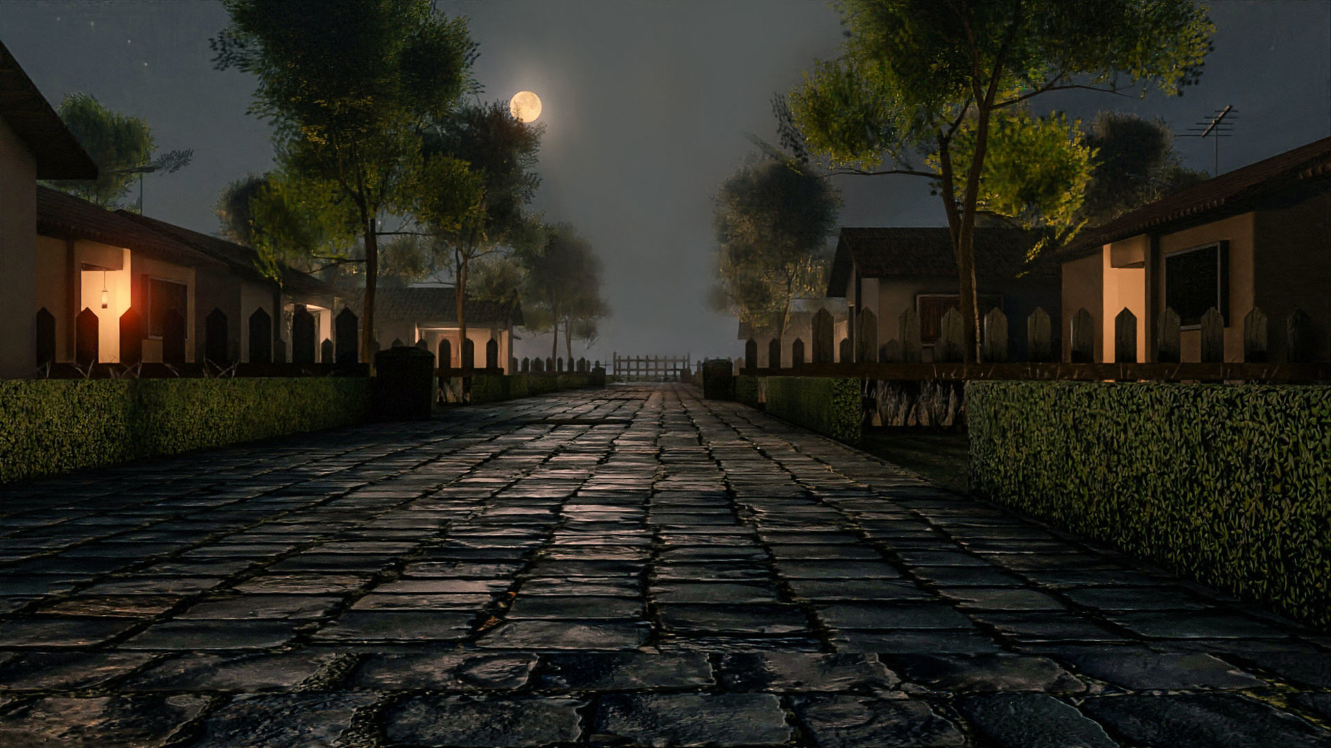 Rural Suburb Neighbourhood with a master house Low-poly 3D model_8