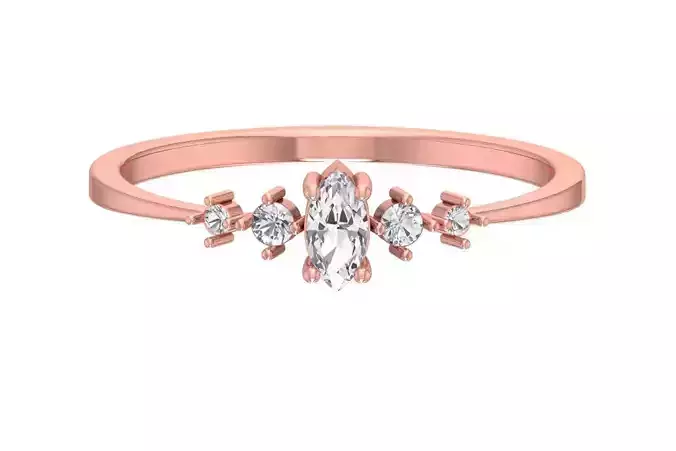 Solitaire Women Light Weight Band Marquise stone Ring