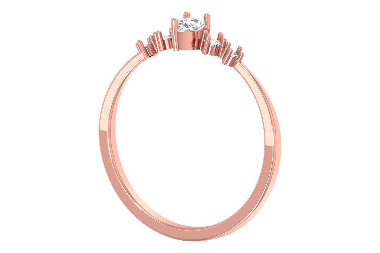 Solitaire Women Light Weight Band Pear Stone Ring 3D print model_2