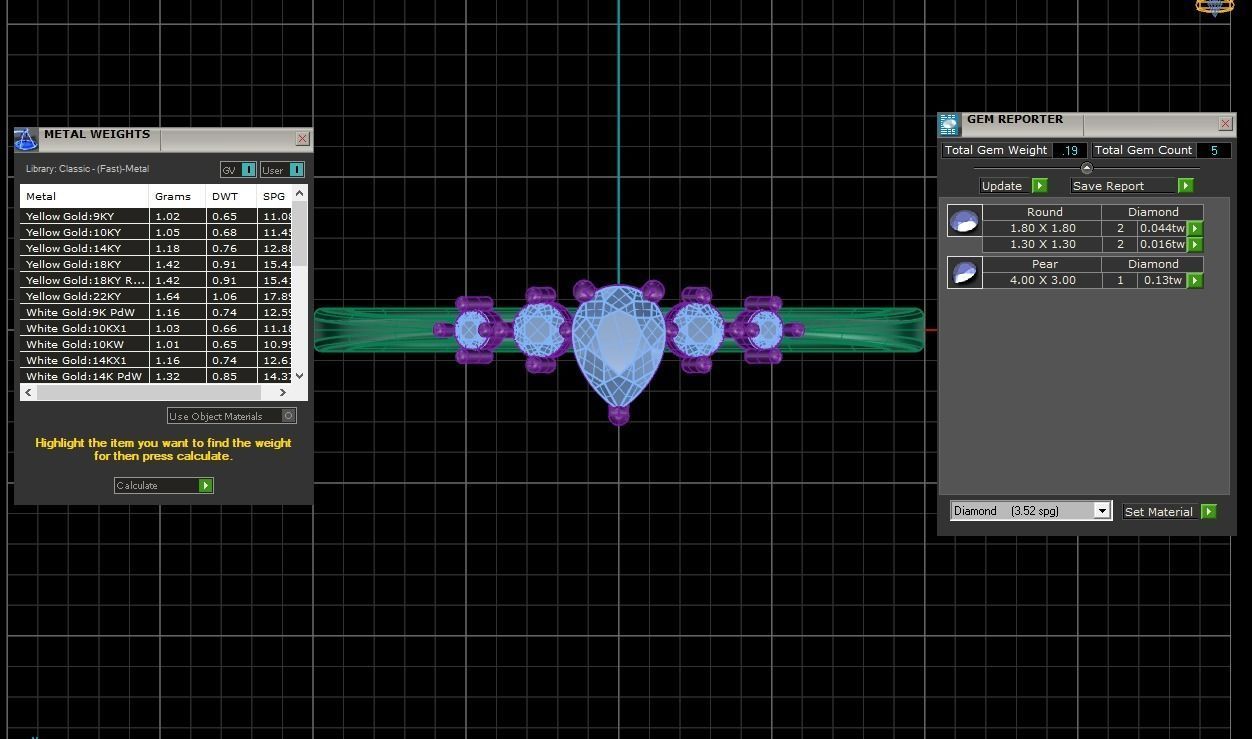 Solitaire Women Light Weight Band Pear Stone Ring 3D print model_4