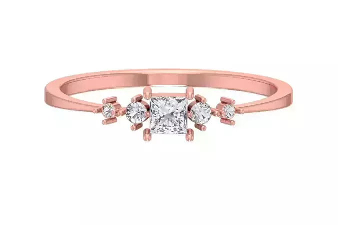 Solitaire Women Light Weight Band Princess stone Ring