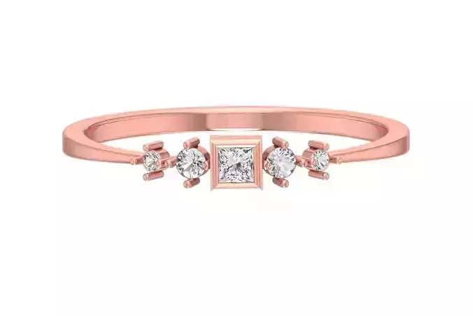 Solitaire Women Light Weight Band Princess stone Ring