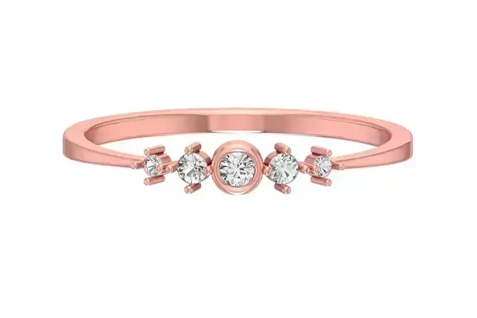 Solitaire Women Light Weight Band Round Stone Ring