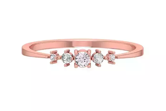 Solitaire Women Light Weight Band Round Stone Ring