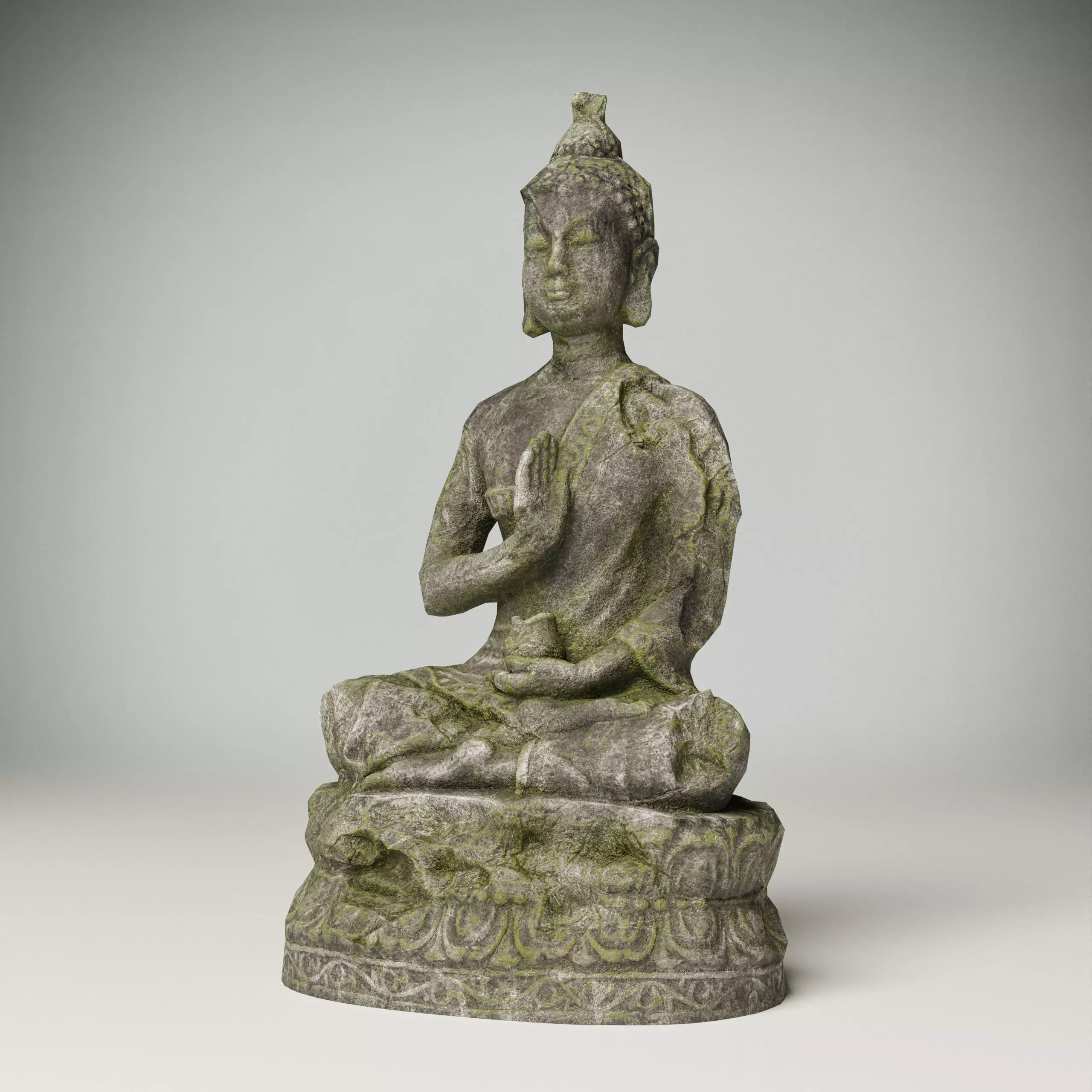 Grey stone Buddha statue Low-poly 3D model Free low-poly 3D model_0
