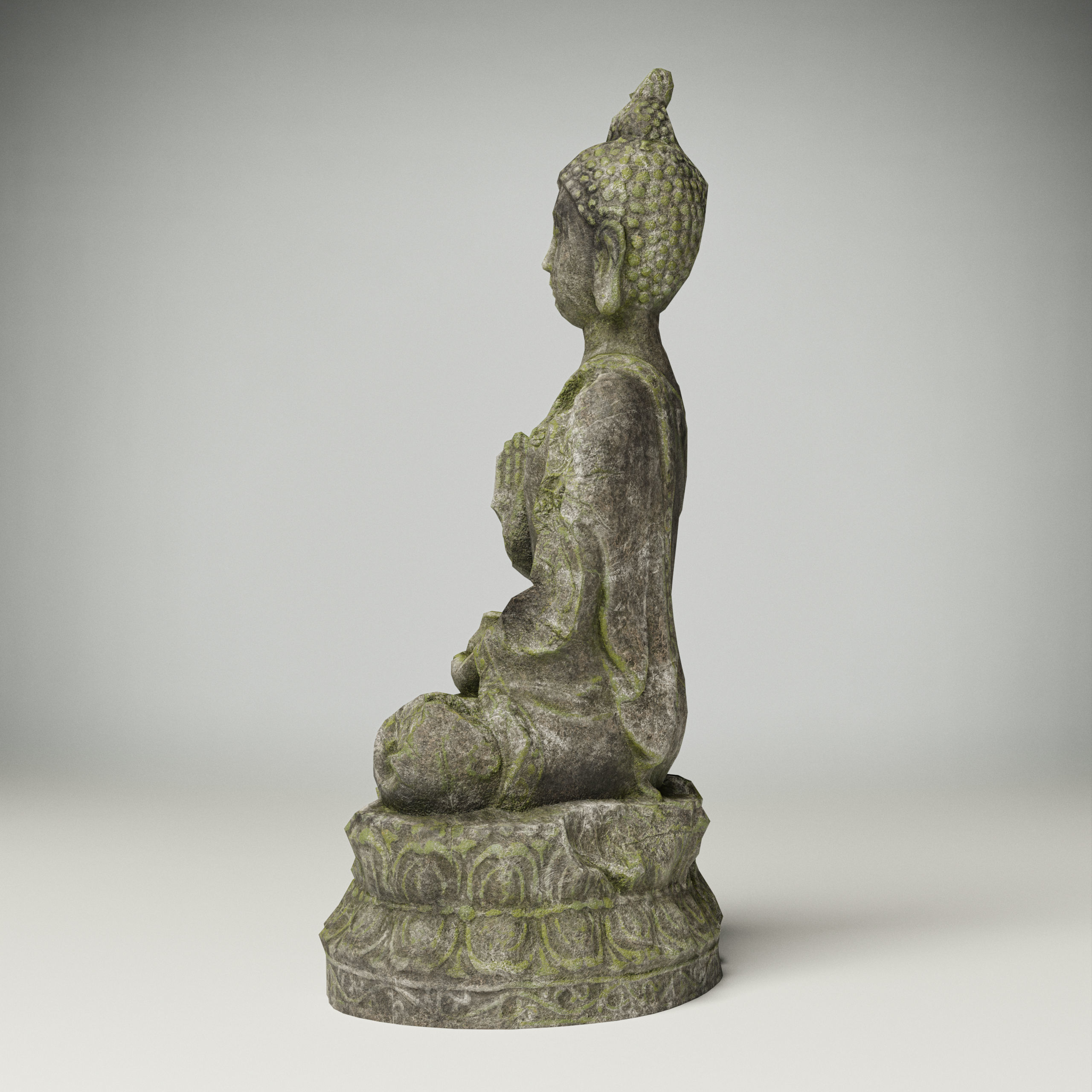 Grey stone Buddha statue Low-poly 3D model Free low-poly 3D model_2