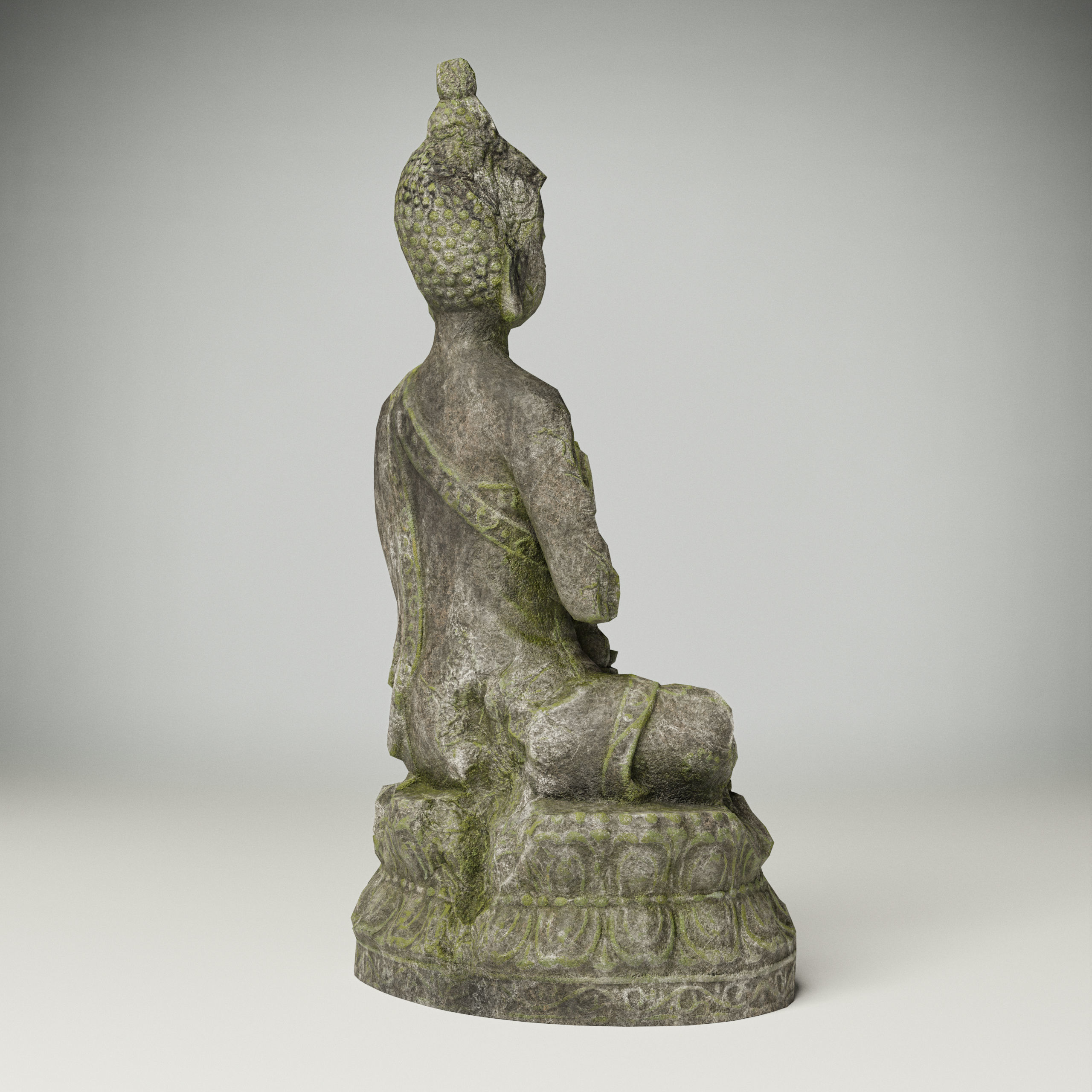 Grey stone Buddha statue Low-poly 3D model Free low-poly 3D model_5