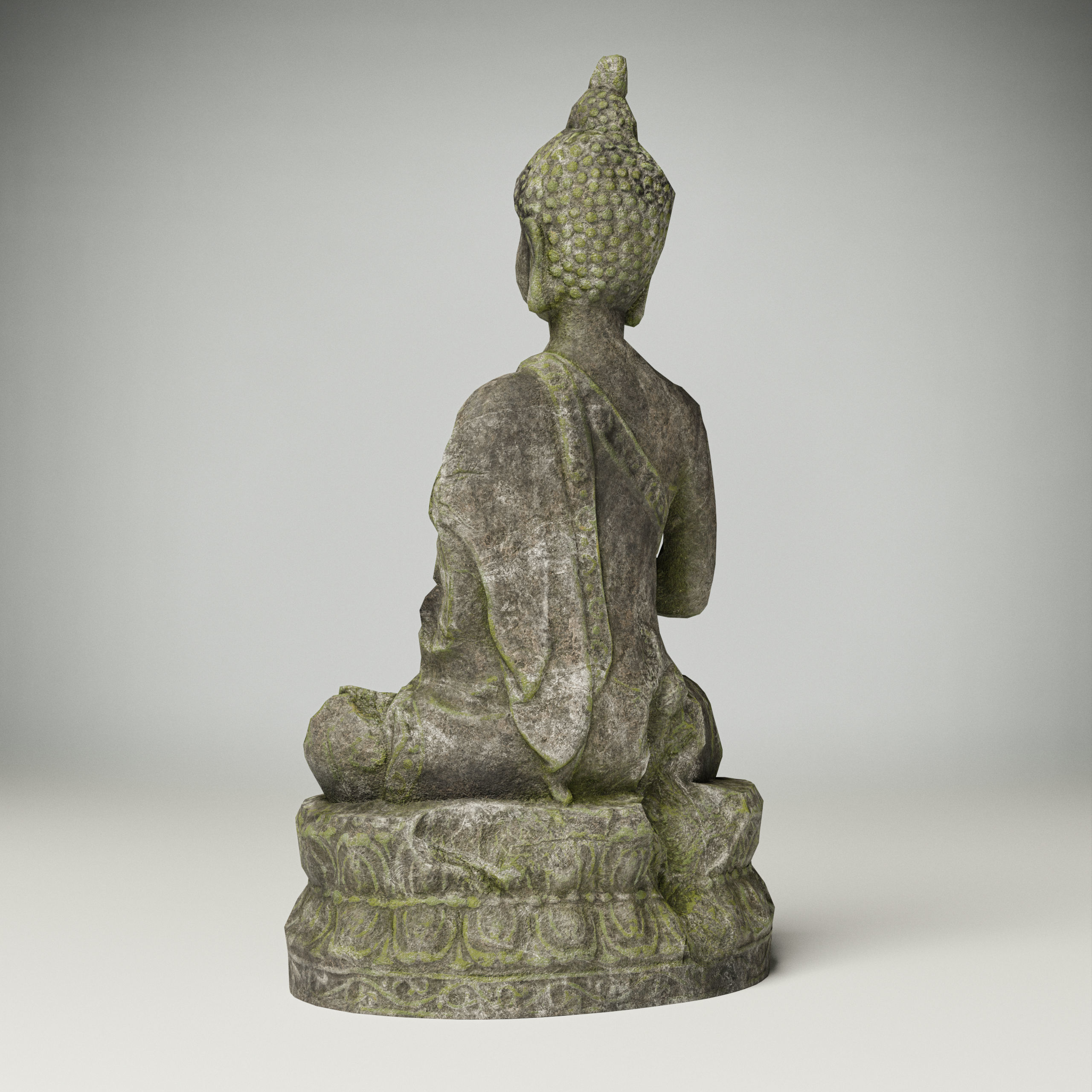 Grey stone Buddha statue Low-poly 3D model Free low-poly 3D model_3