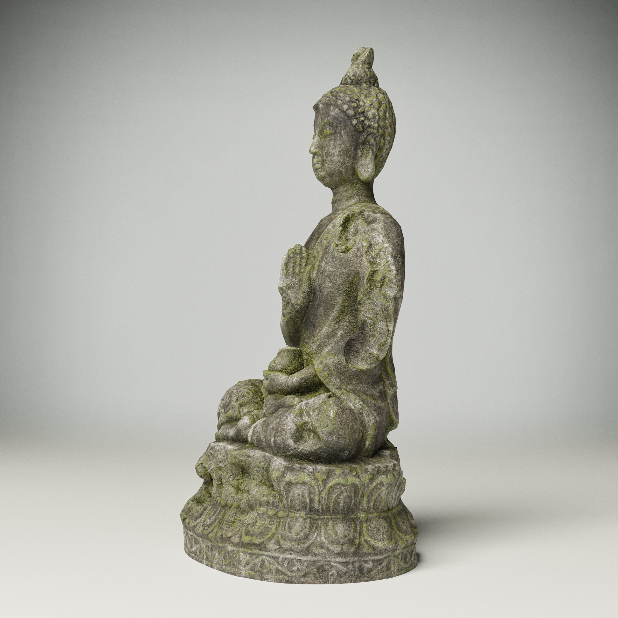 Grey stone Buddha statue Low-poly 3D model Free low-poly 3D model_1