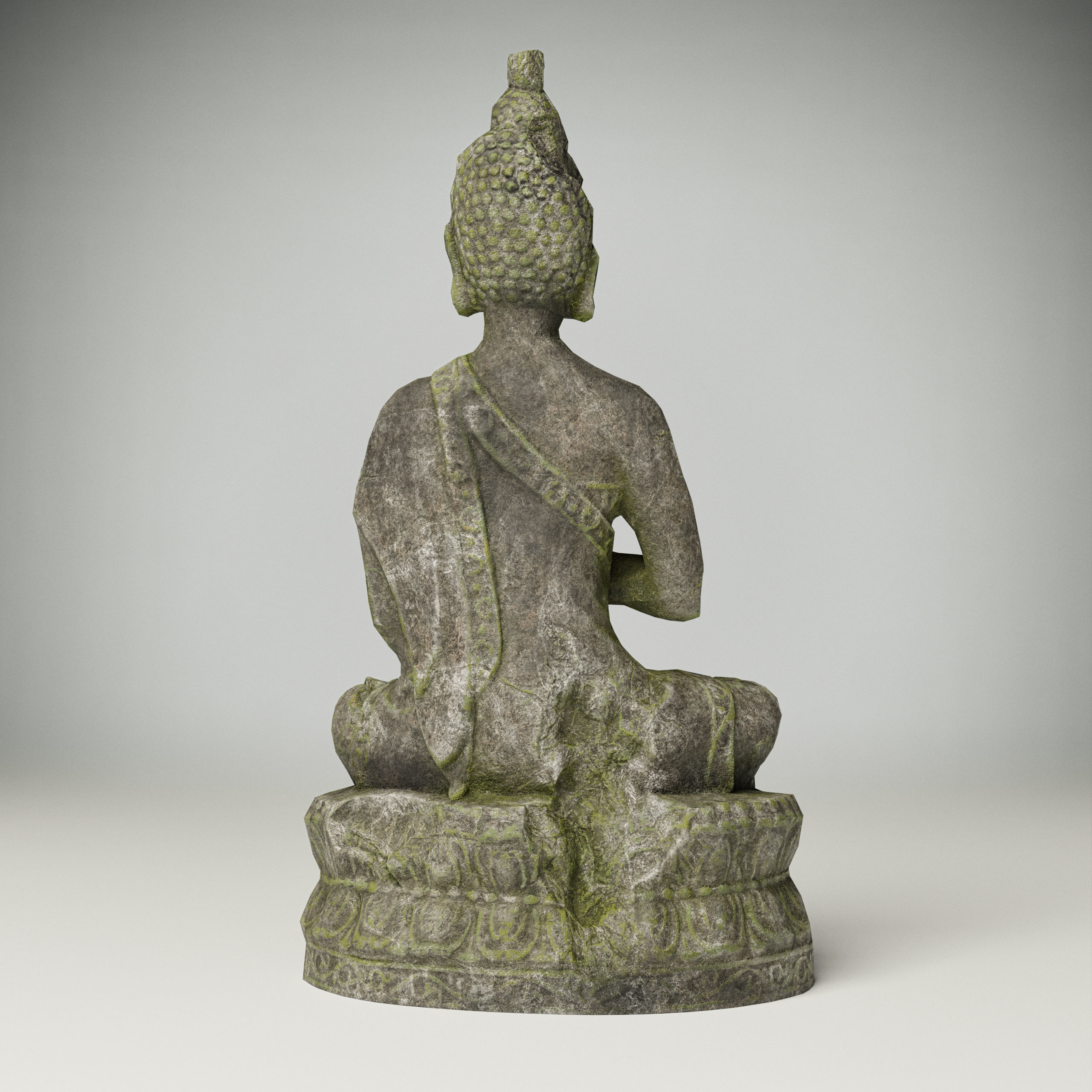 Grey stone Buddha statue Low-poly 3D model Free low-poly 3D model_4