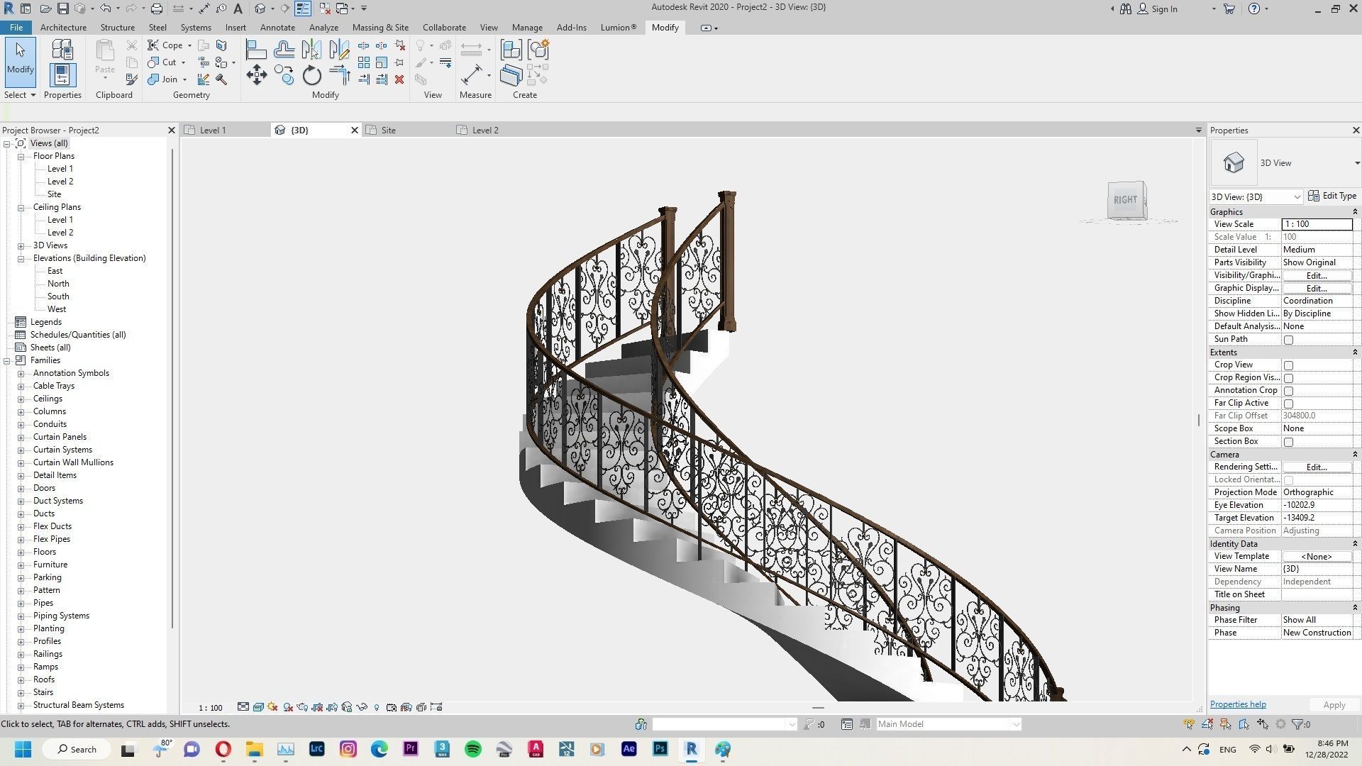 Classic Railing Revit Family 3D model_3