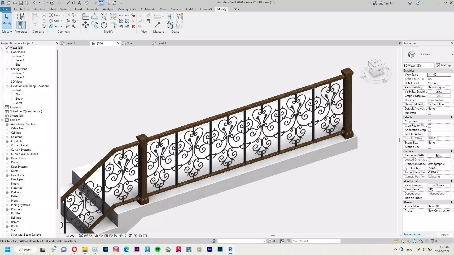 Classic Railing Revit Family 3D model_0