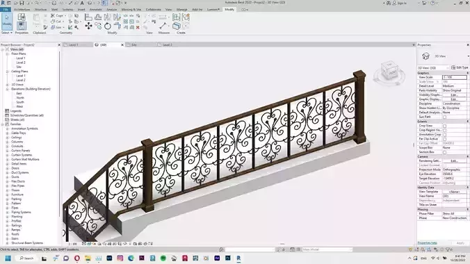 Classic Railing Revit Family 3D model