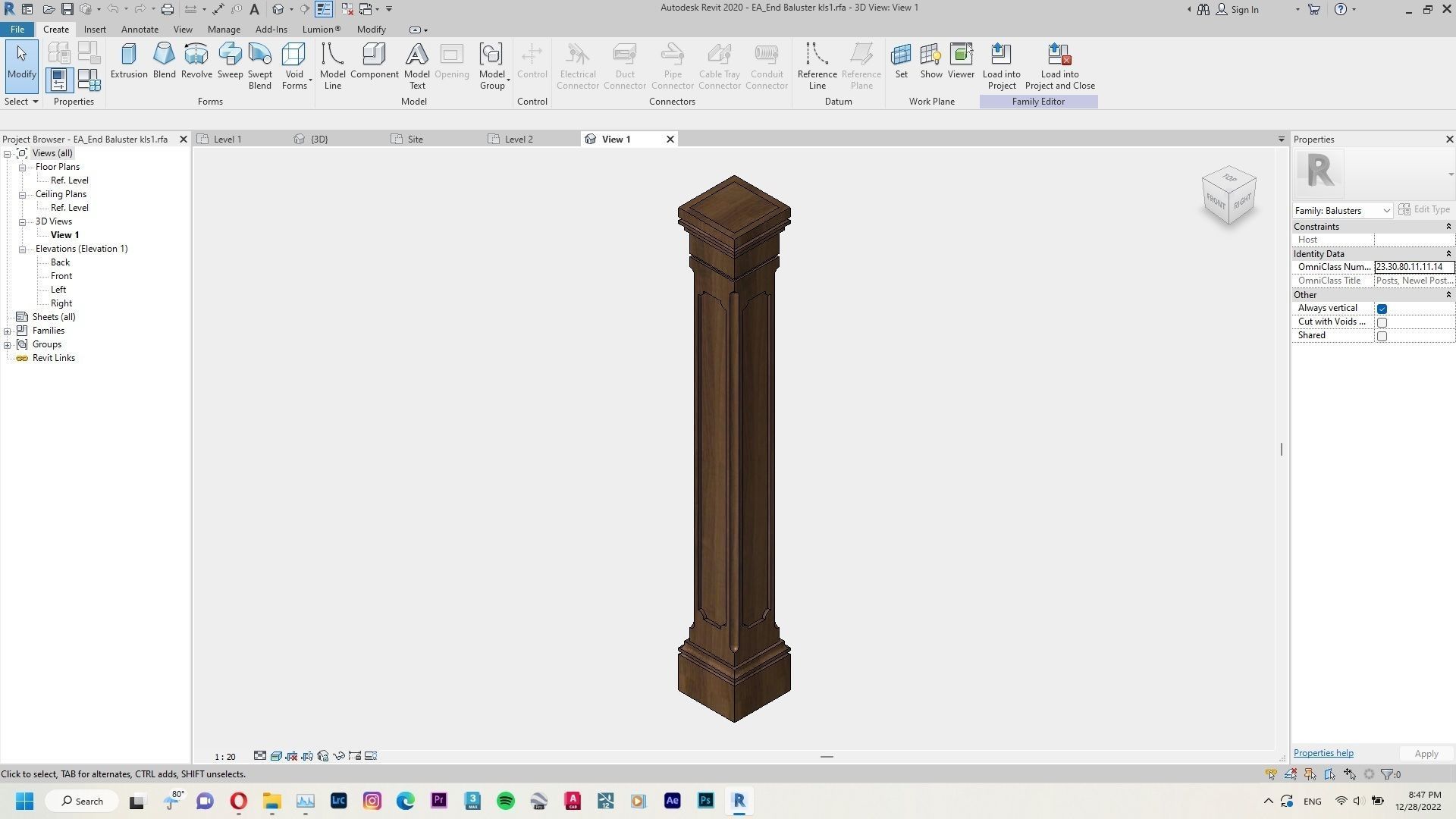 Classic Railing Revit Family 3D model_5