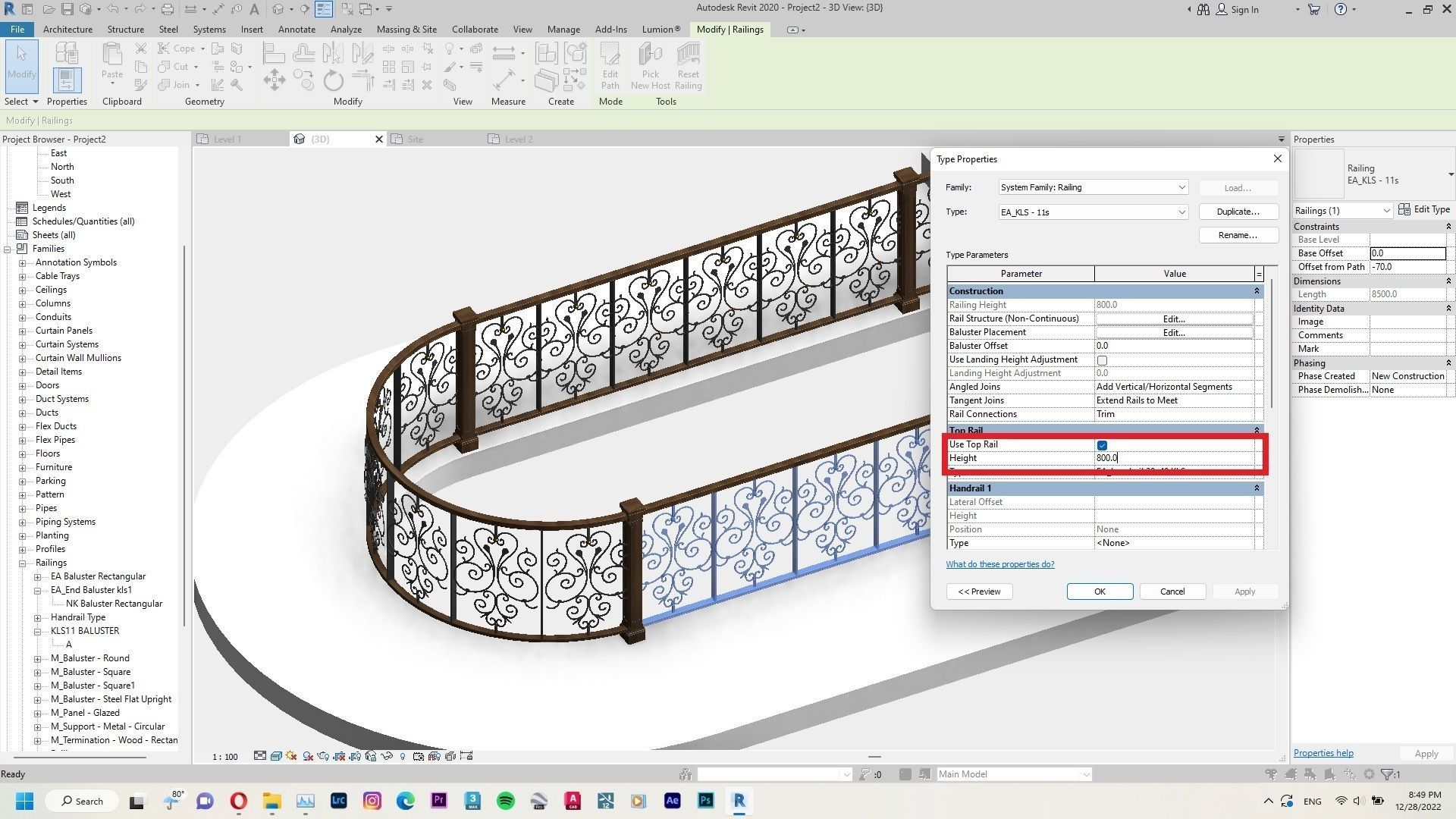 Classic Railing Revit Family 3D model_6