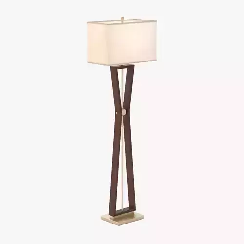 Benzara Classy Styled Wood Stainless Steel Floor Lamp