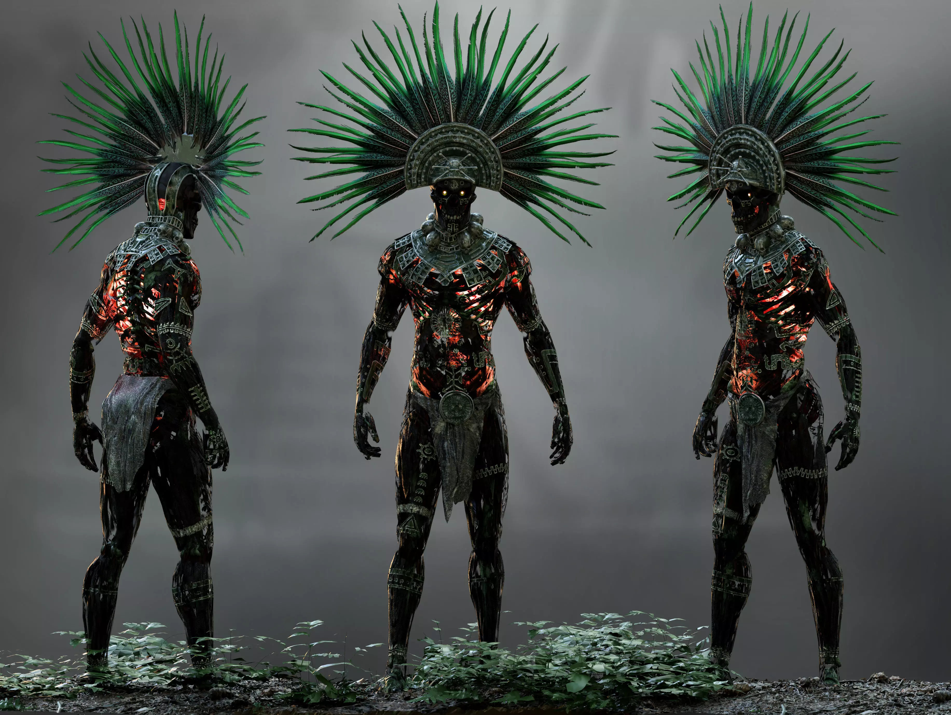 Aztec god of the dead Mictlantecuhtli Low-poly 3D model_0