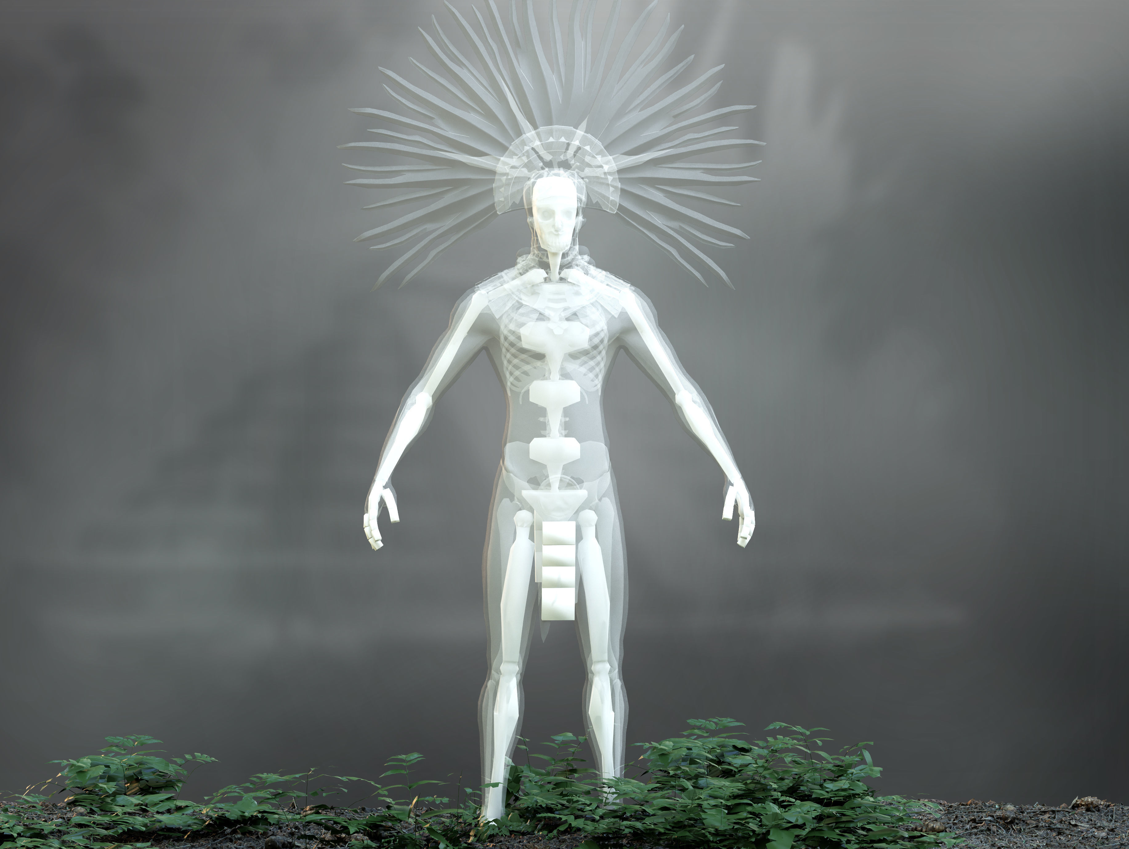 Aztec god of the dead Mictlantecuhtli Low-poly 3D model_12