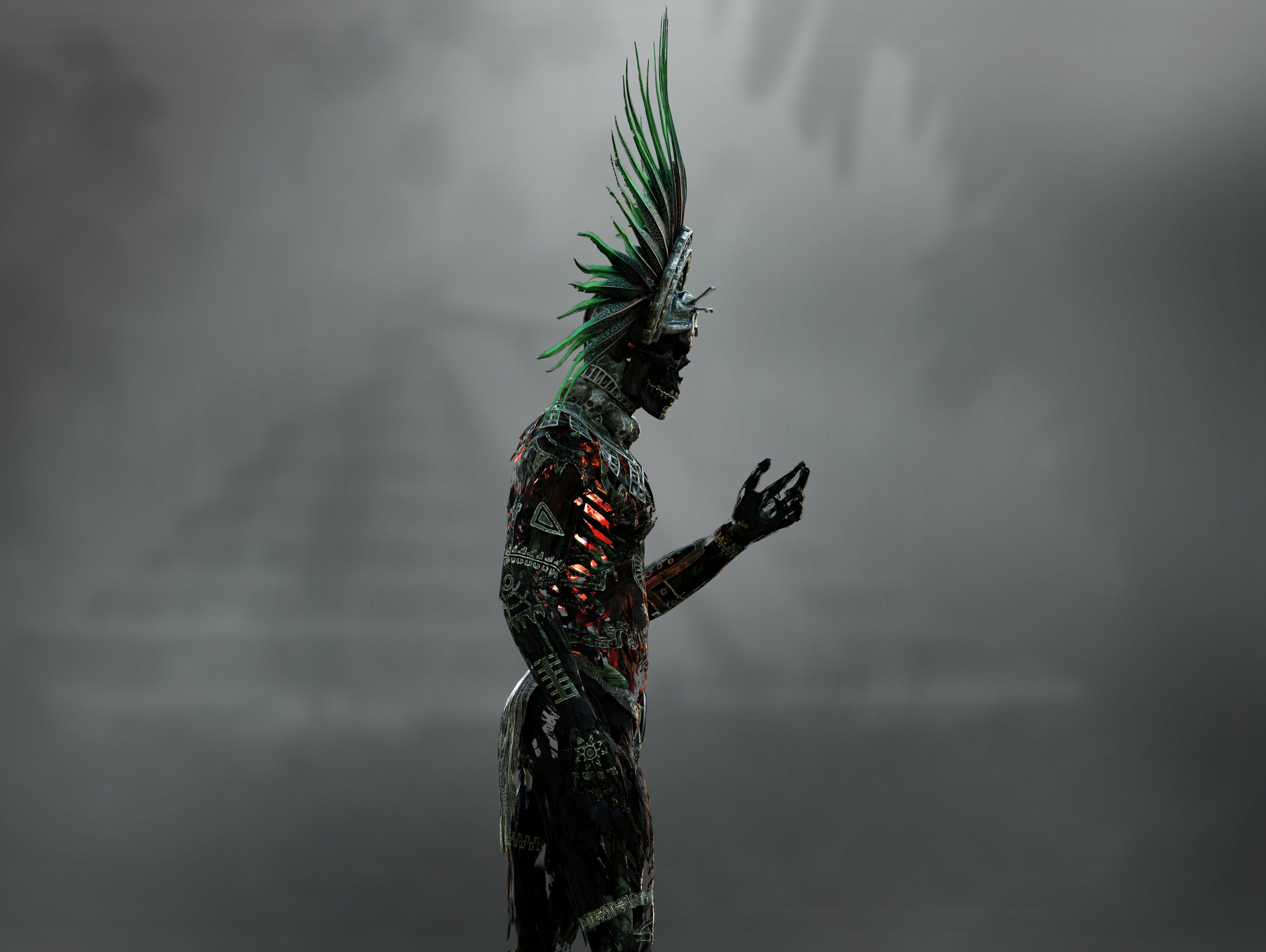 Aztec god of the dead Mictlantecuhtli Low-poly 3D model_6