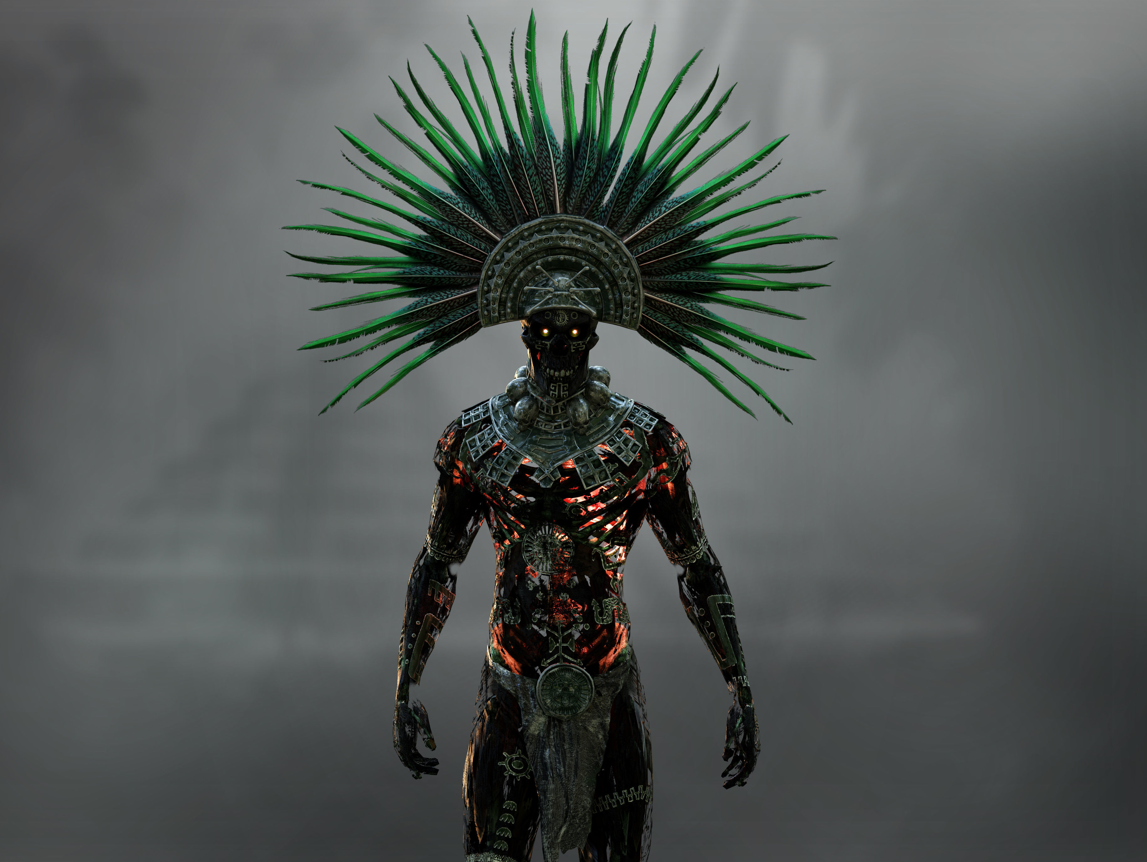 Aztec god of the dead Mictlantecuhtli Low-poly 3D model_8