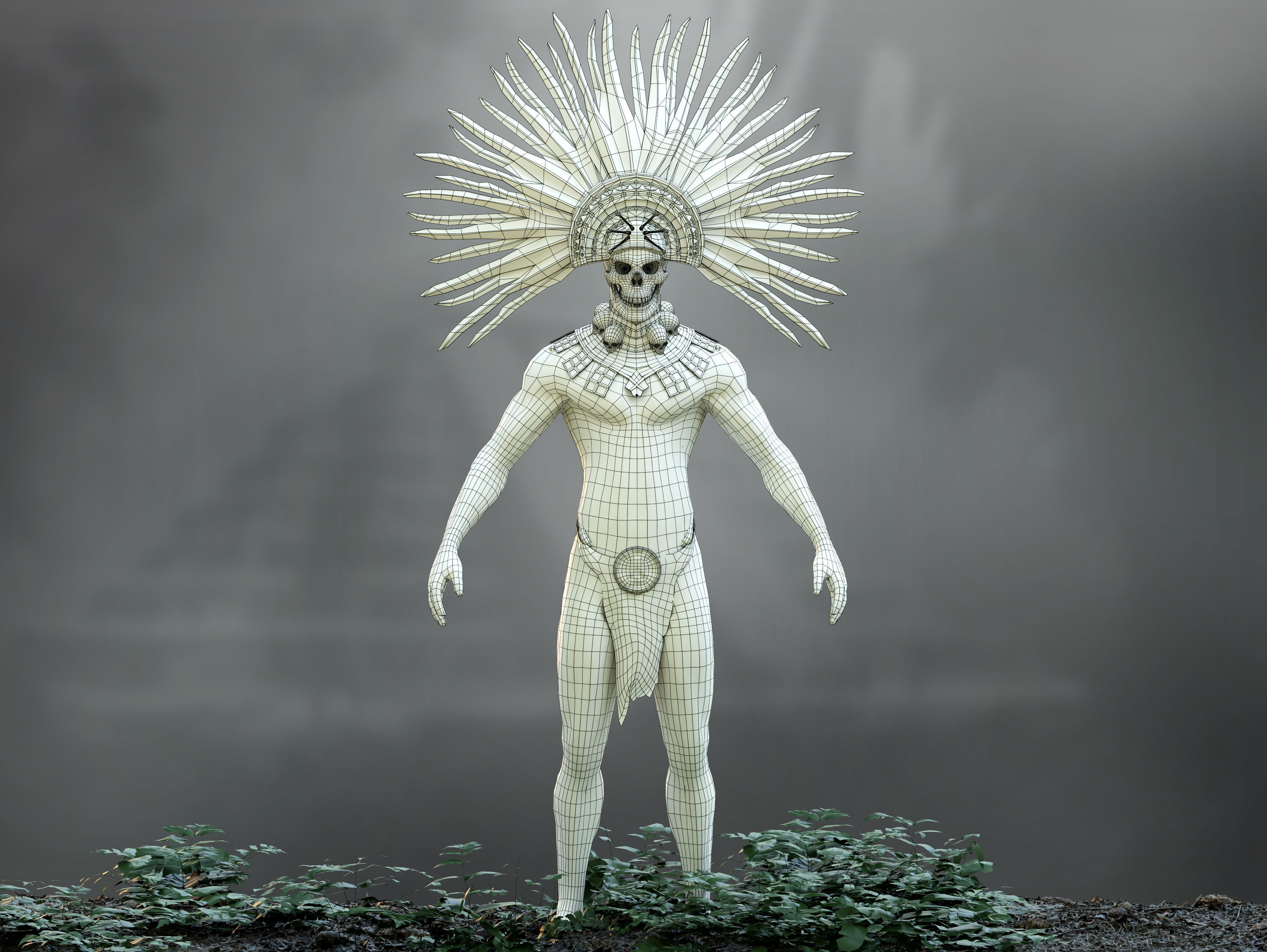 Aztec god of the dead Mictlantecuhtli Low-poly 3D model_10