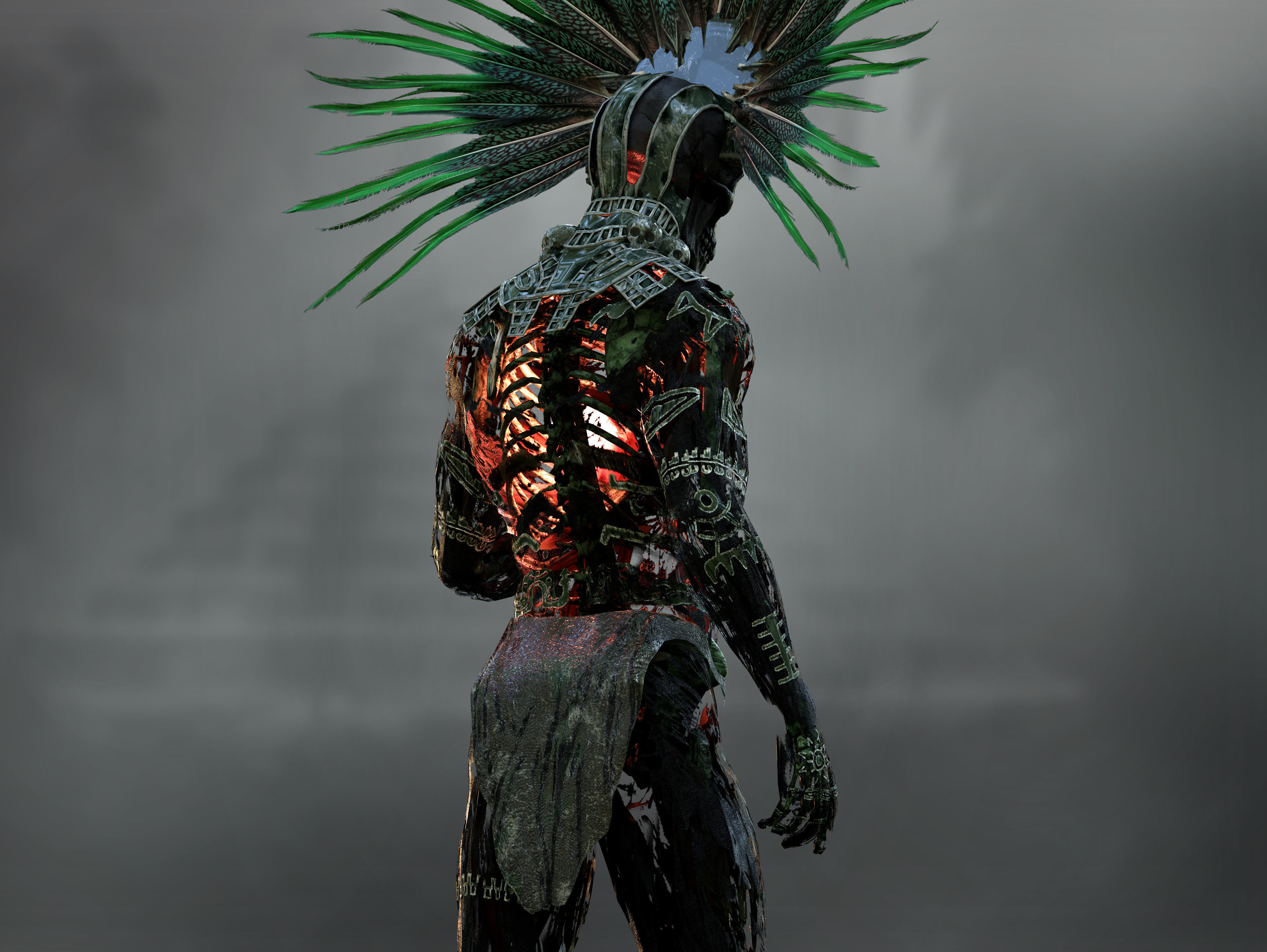 Aztec god of the dead Mictlantecuhtli Low-poly 3D model_4