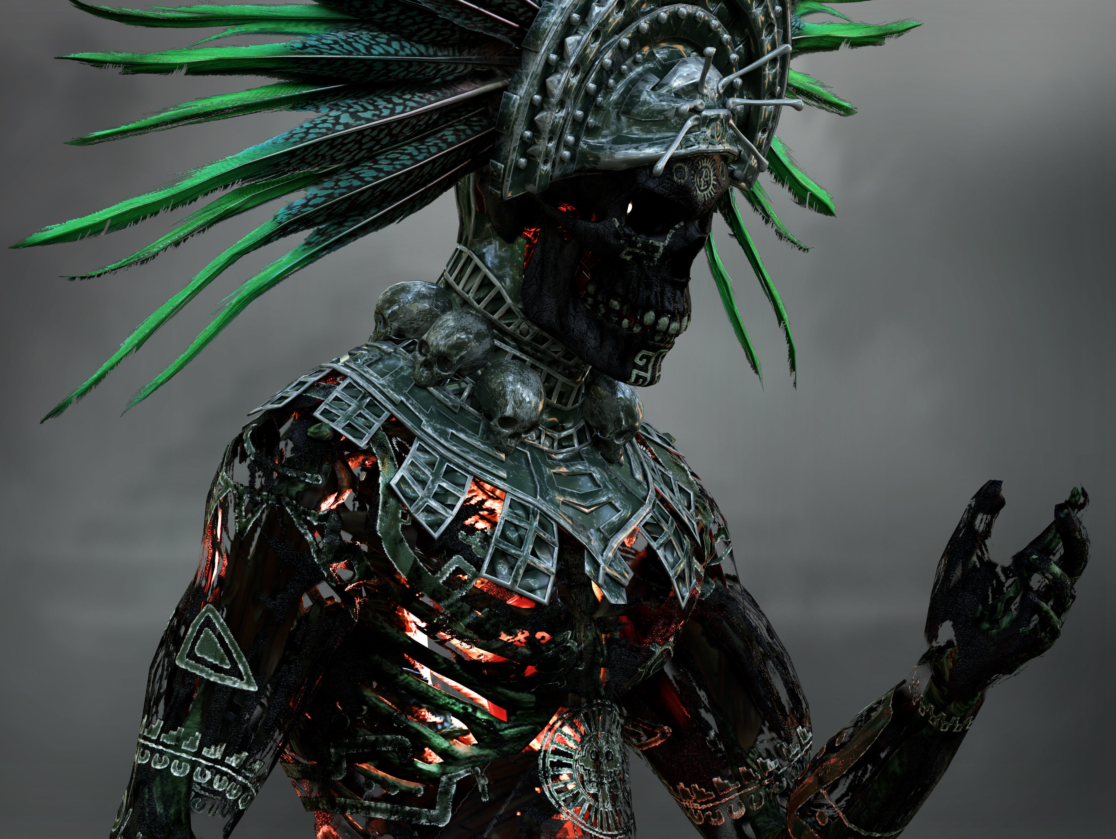 Aztec god of the dead Mictlantecuhtli Low-poly 3D model_7