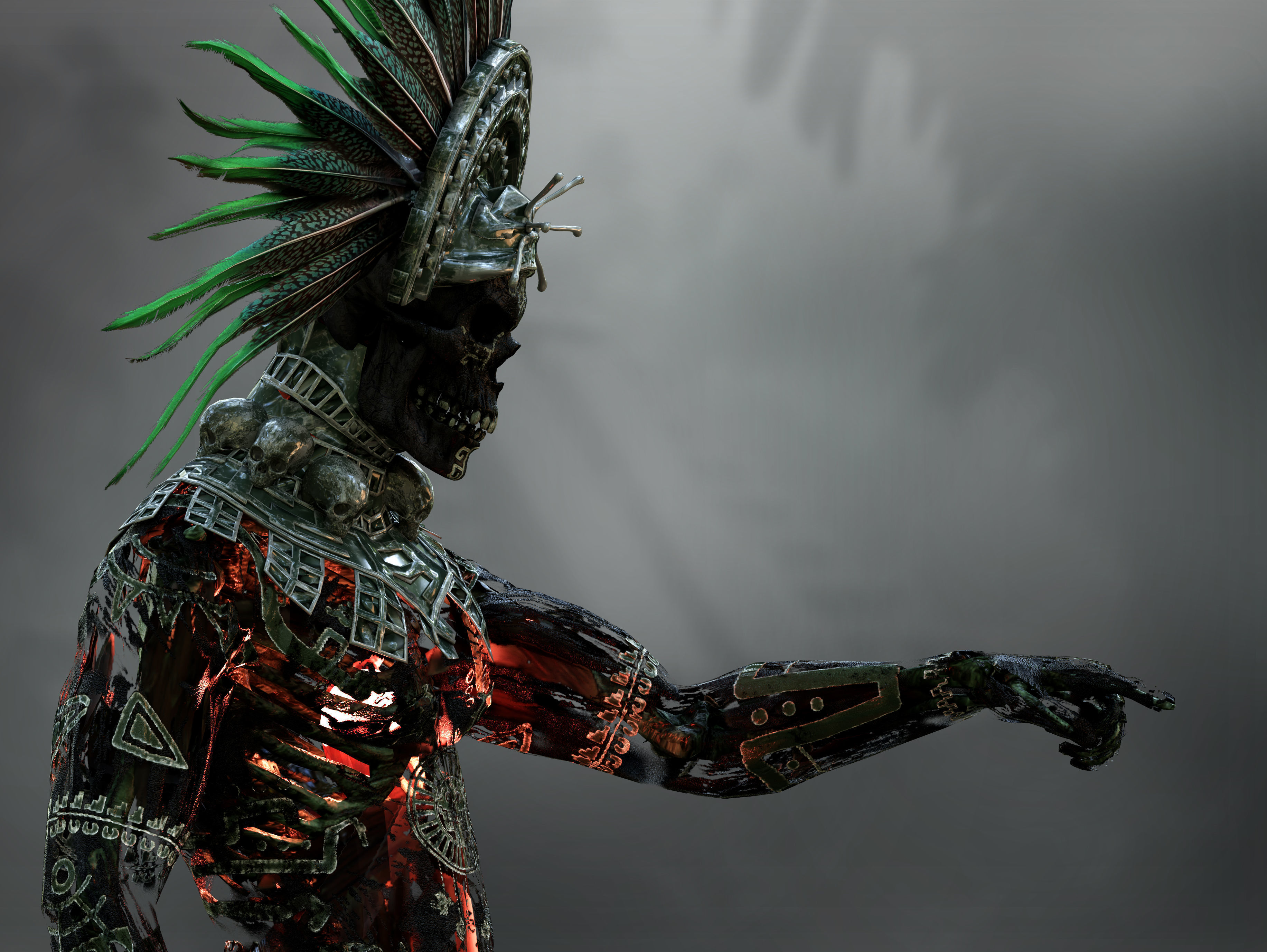 Aztec god of the dead Mictlantecuhtli Low-poly 3D model_3