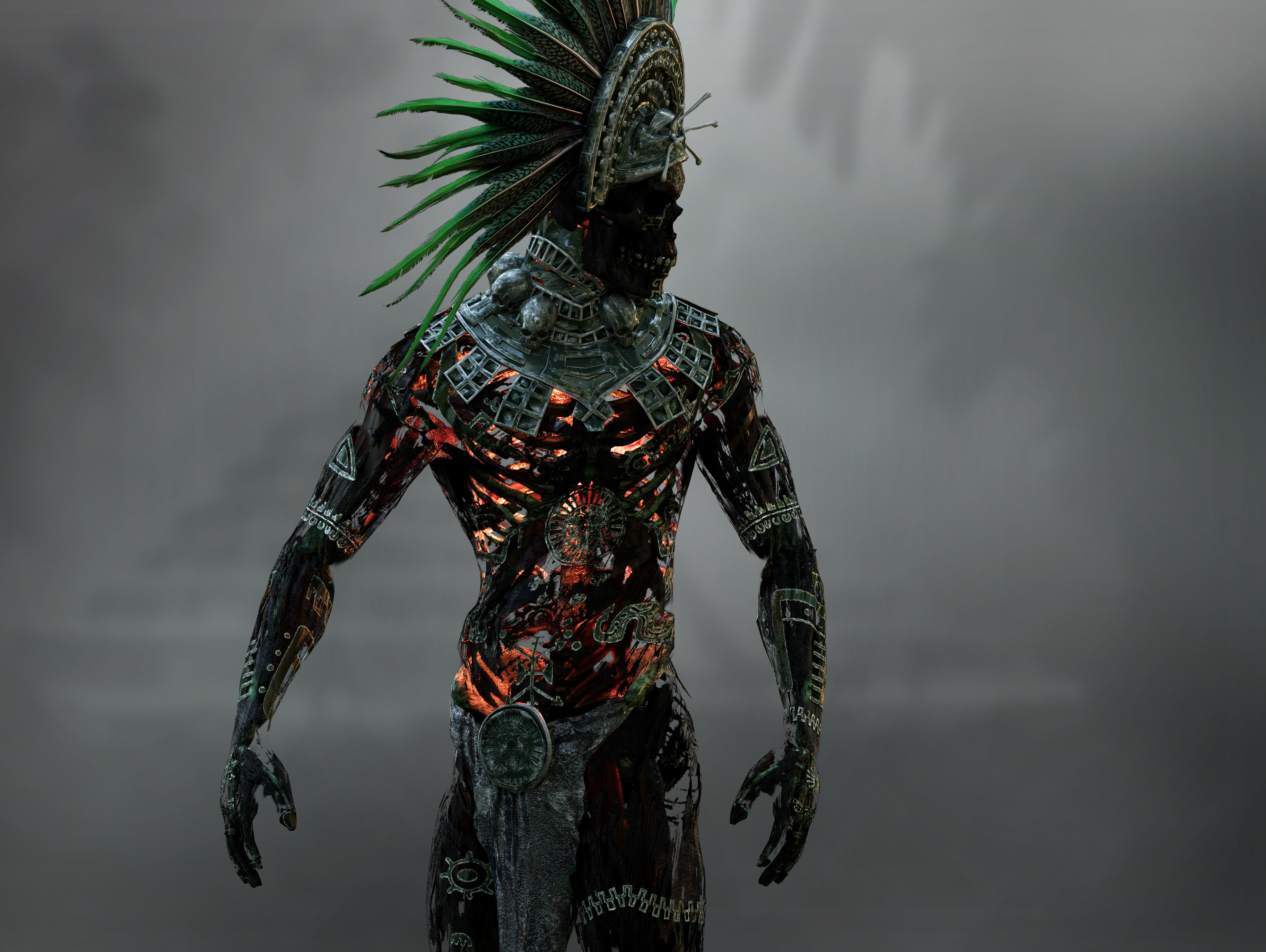 Aztec god of the dead Mictlantecuhtli Low-poly 3D model_2