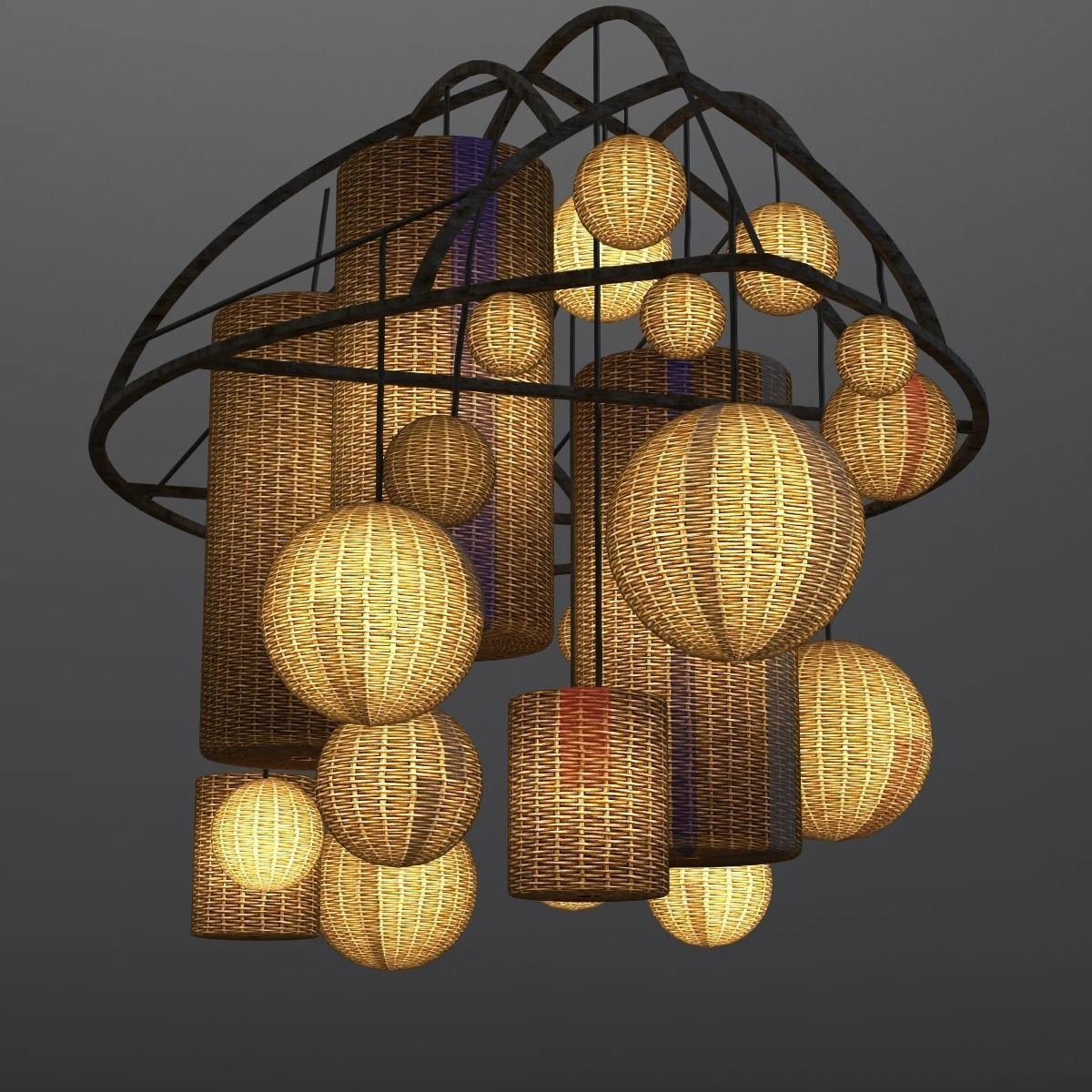 Basket Chandelier 3D model_1