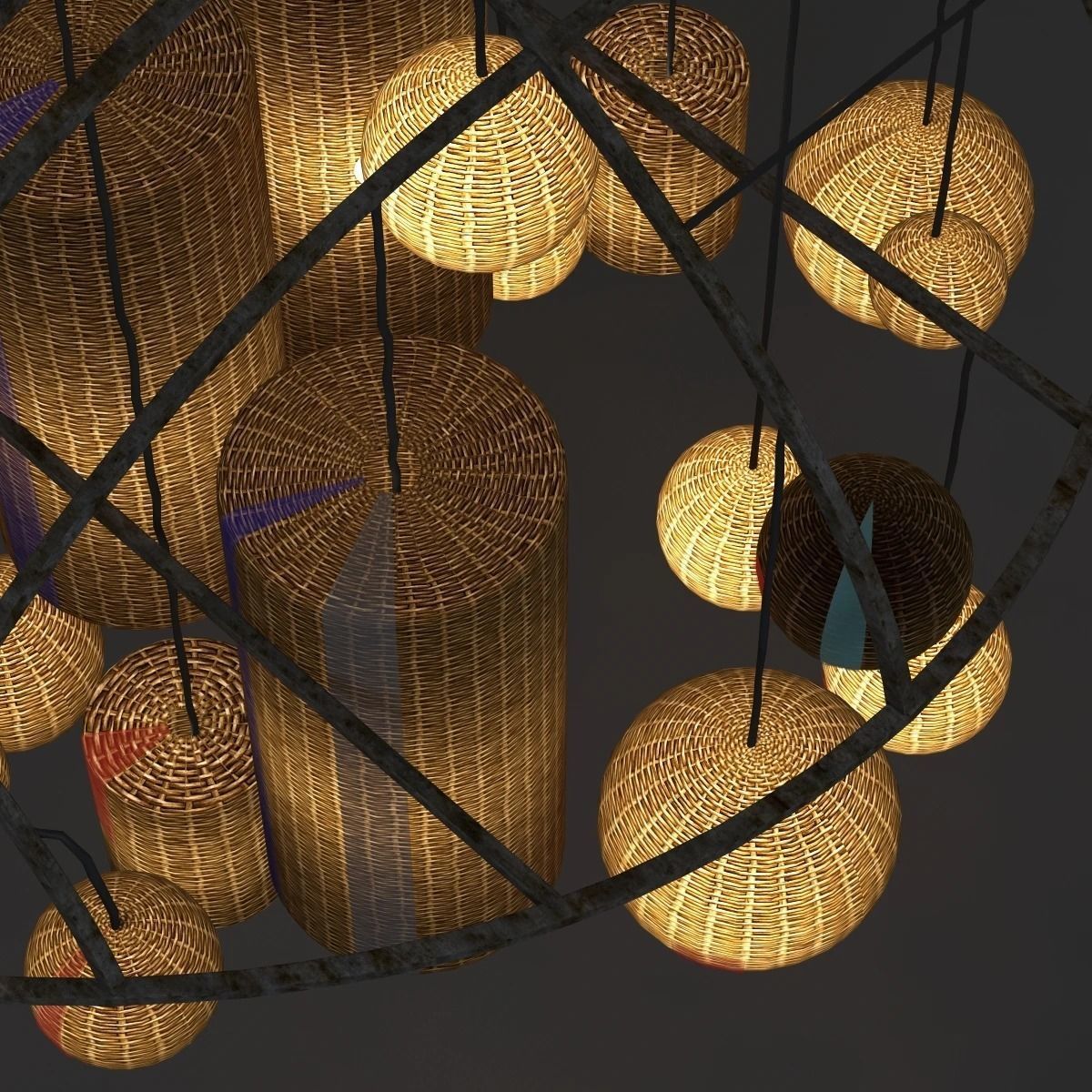 Basket Chandelier 3D model_9