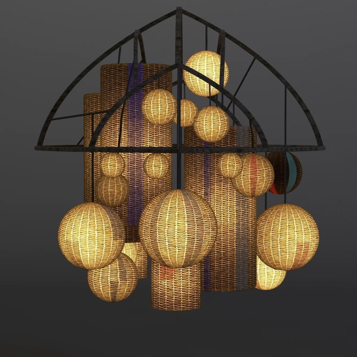 Basket Chandelier 3D model_8