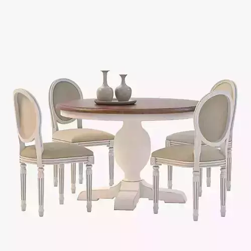 Baroque Parquet Round Dining Set