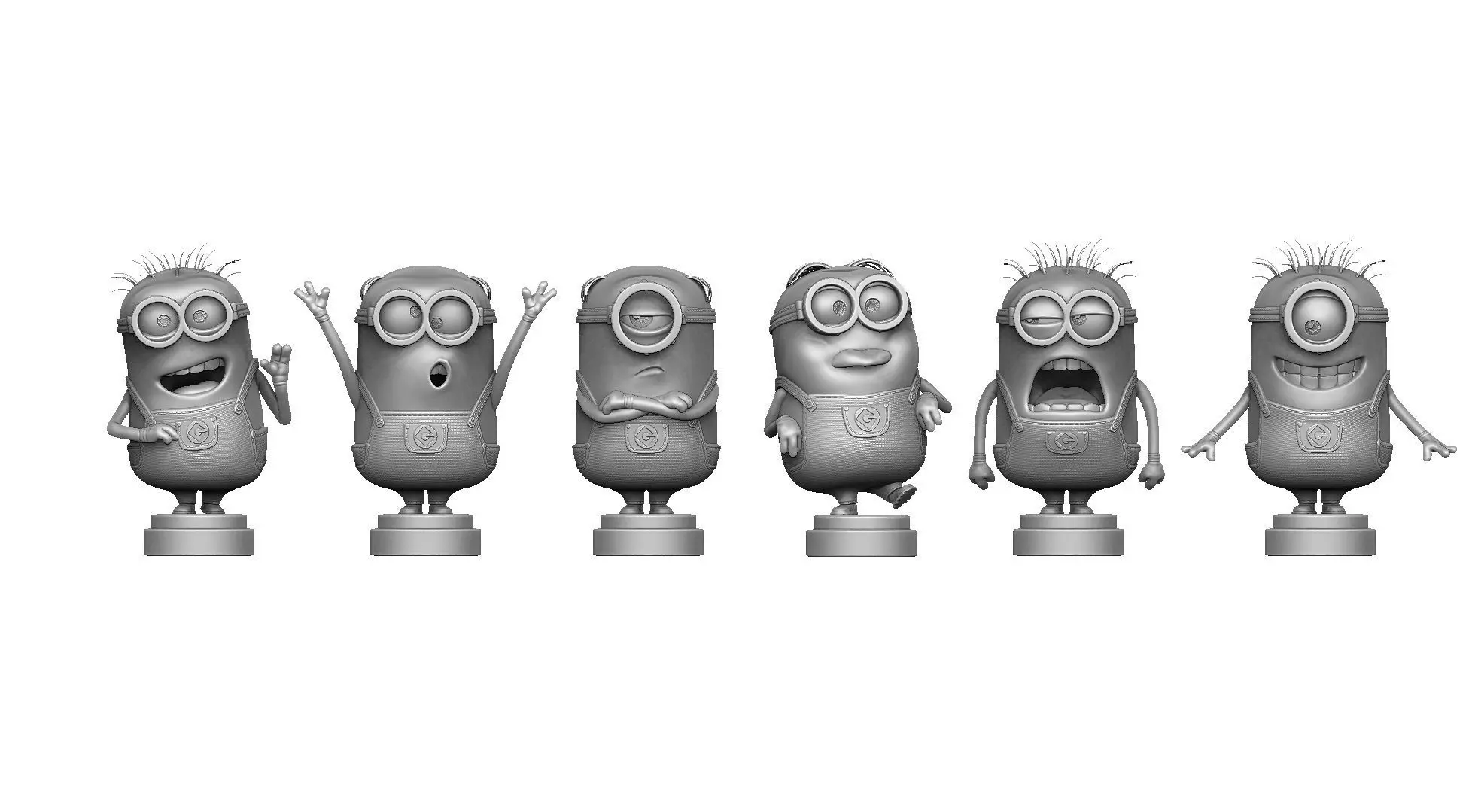SET MINION FOR 3D PRINT 6 CHARACTERS 3D print model_0