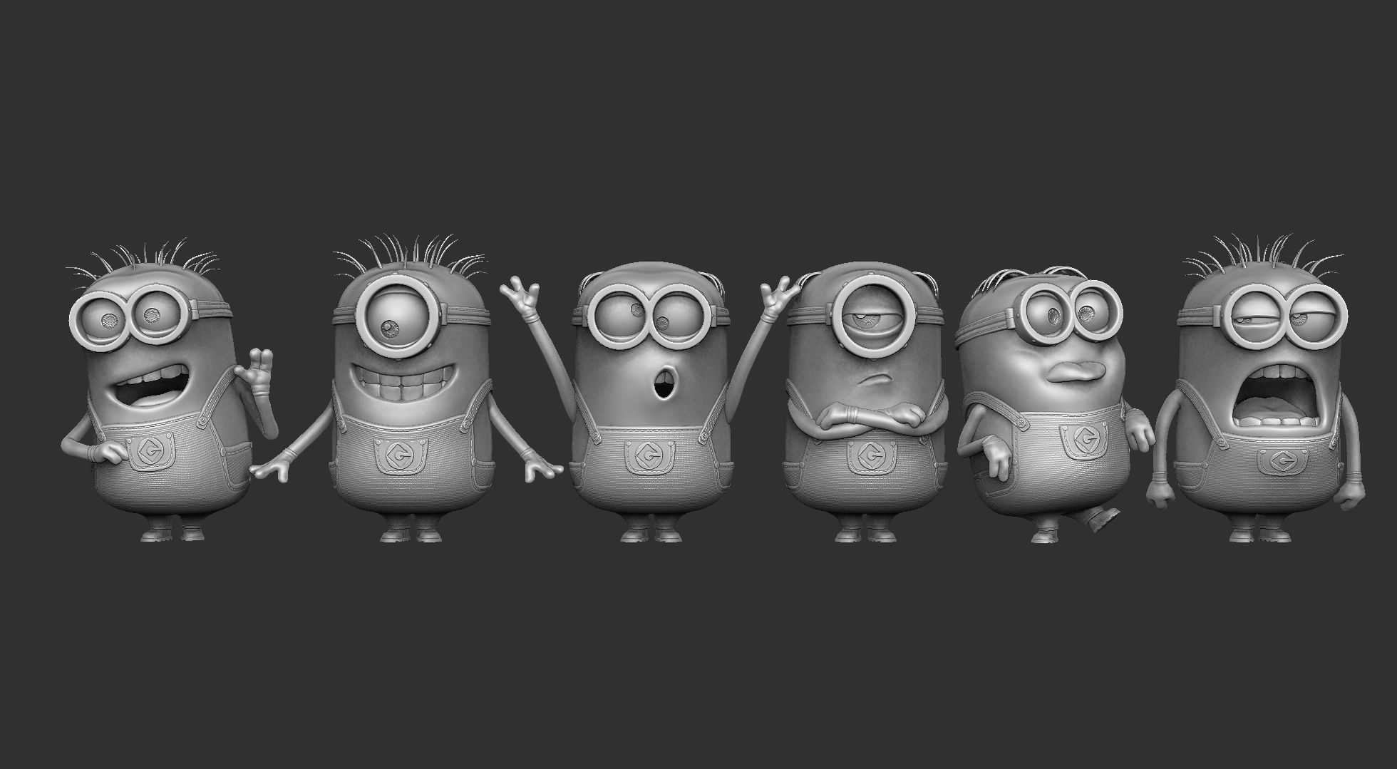 SET MINION FOR 3D PRINT 6 CHARACTERS 3D print model_2