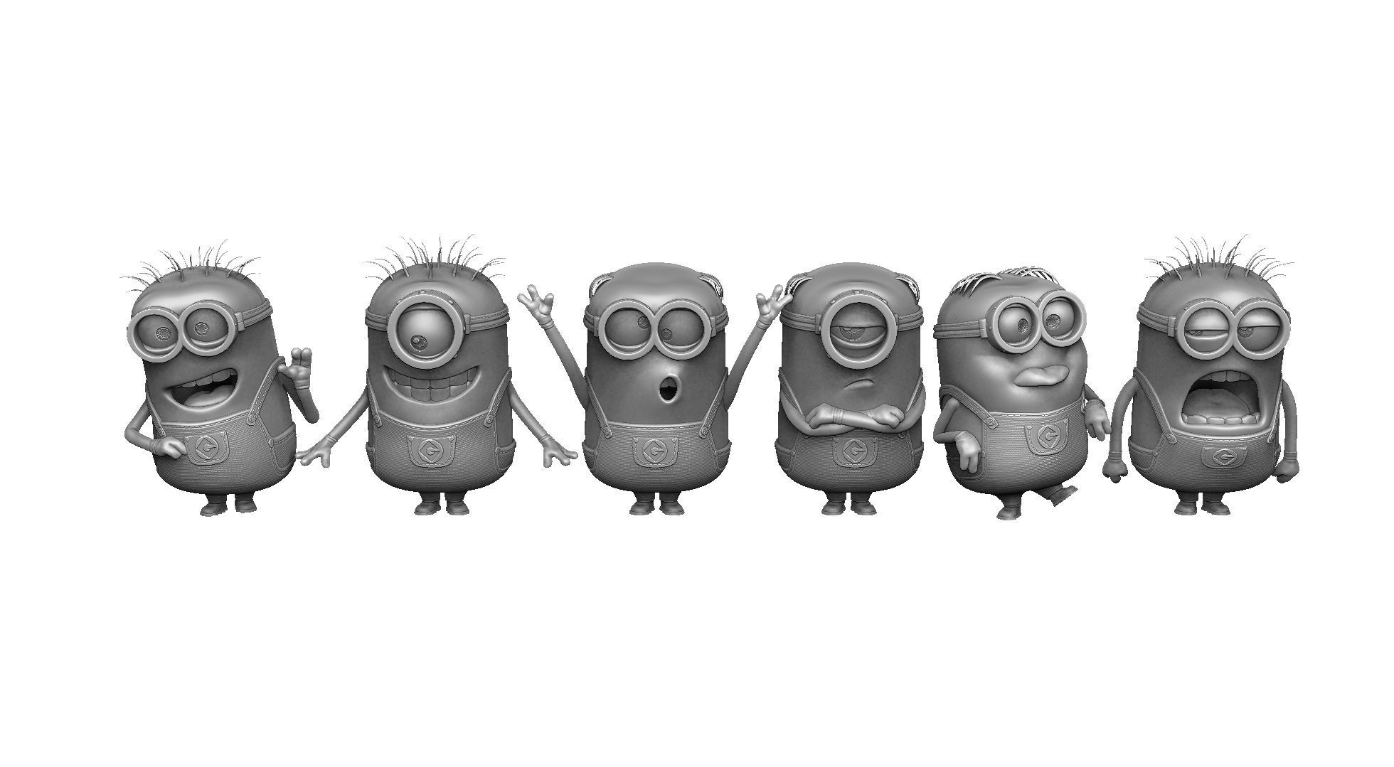 SET MINION FOR 3D PRINT 6 CHARACTERS 3D print model_9