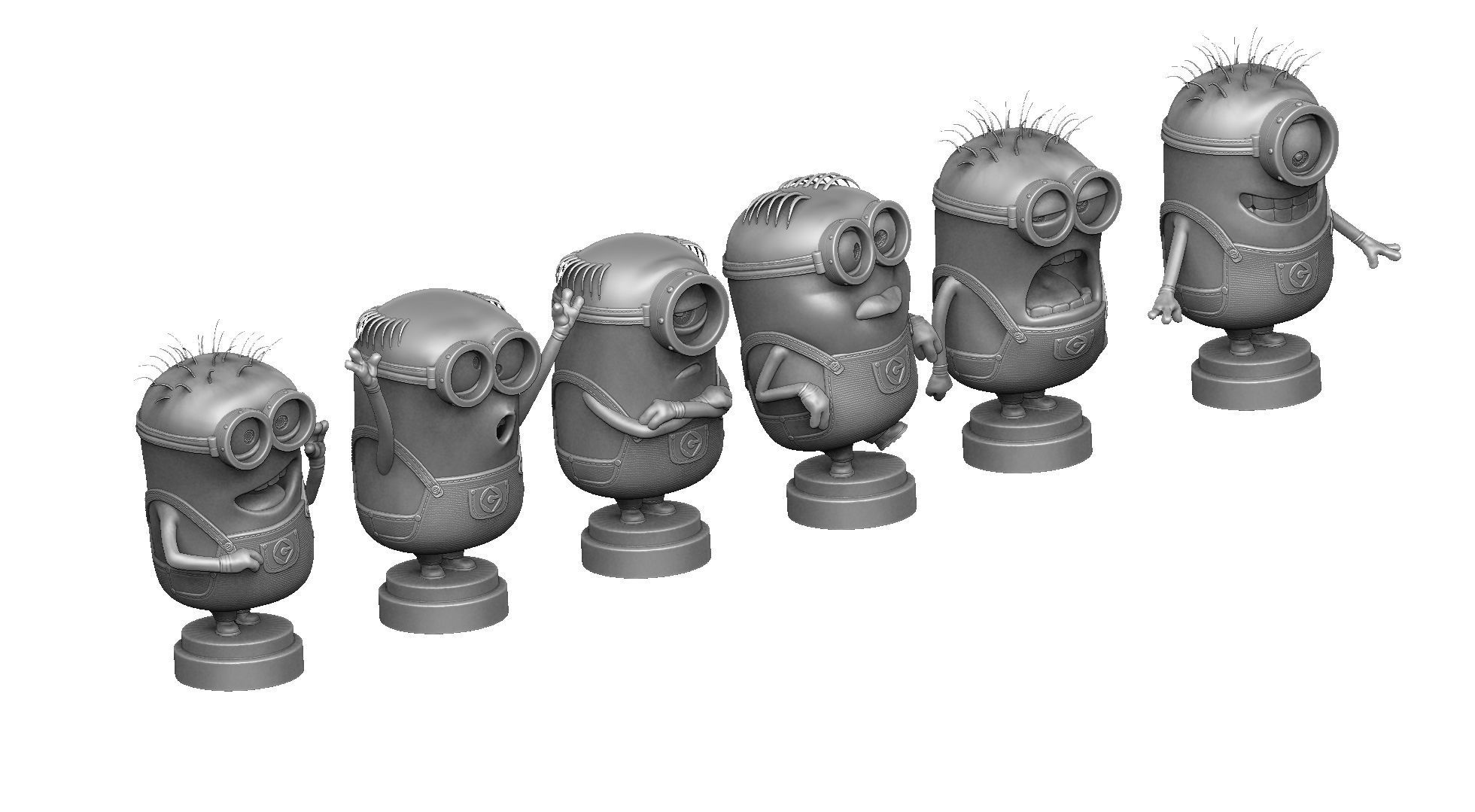 SET MINION FOR 3D PRINT 6 CHARACTERS 3D print model_3