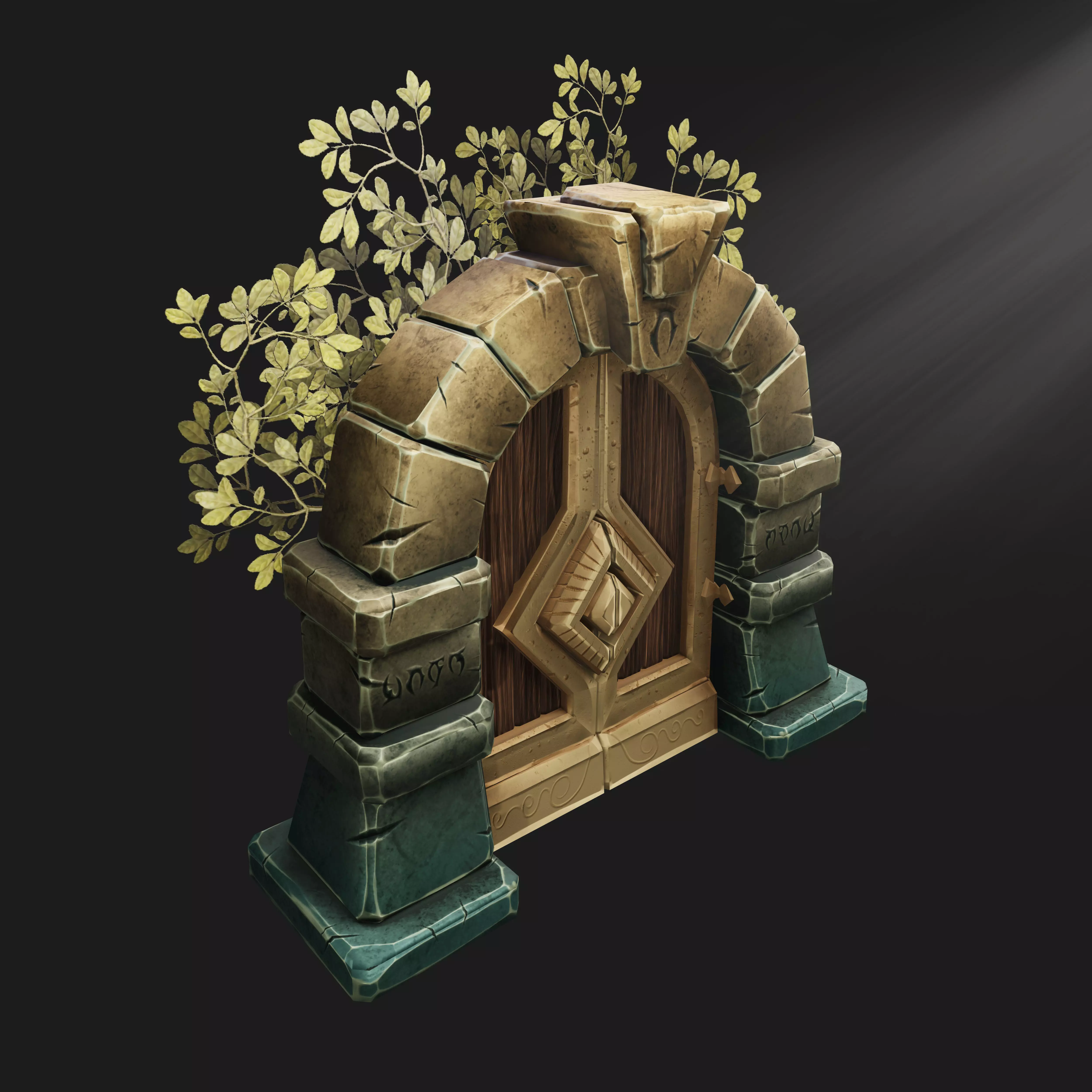 Gate Door Stylized Low-poly 3D model_0