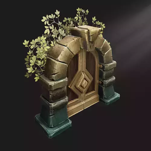 Gate Door Stylized Low-poly 3D model