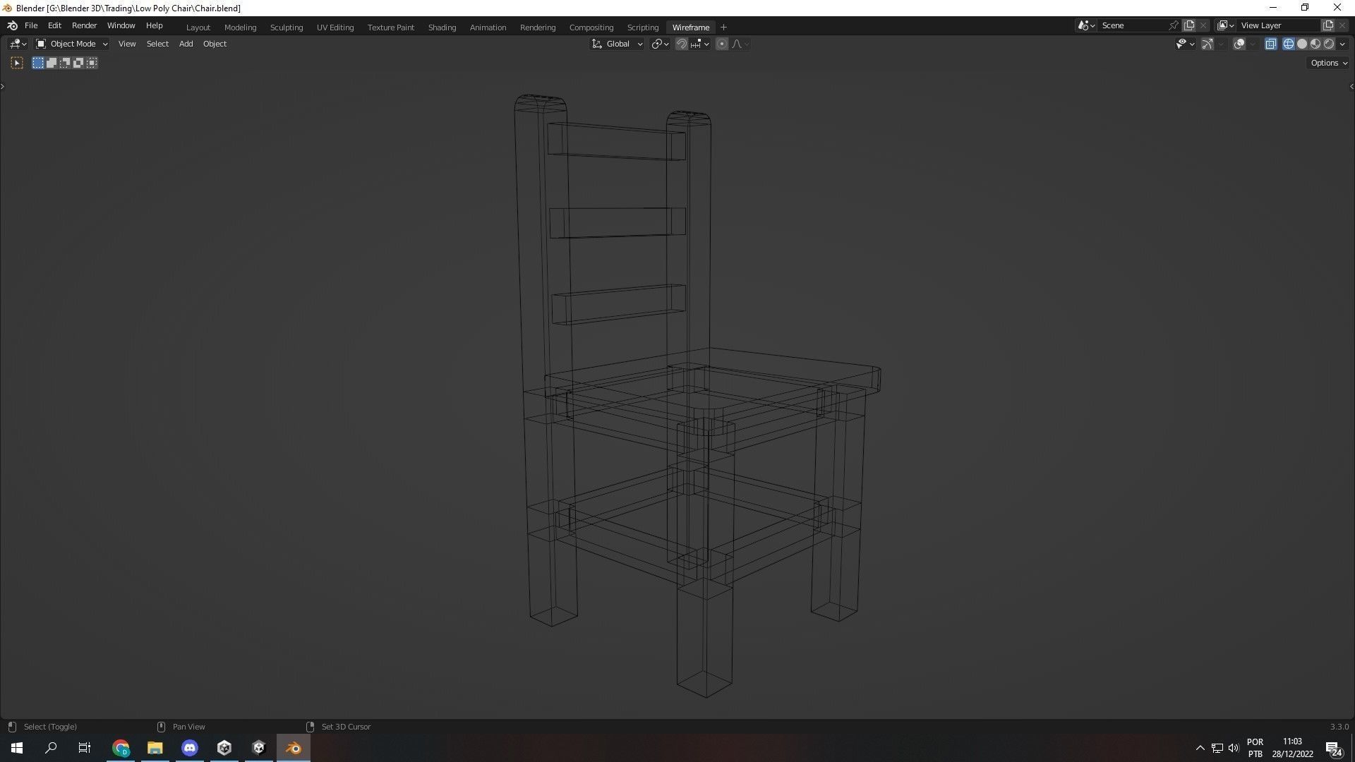 Low Poly Chair wooden Free 3D model_5