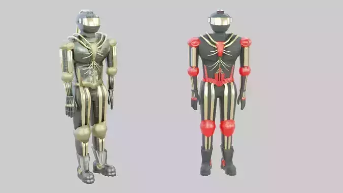 Protective suit or android robot Low-poly 3D model