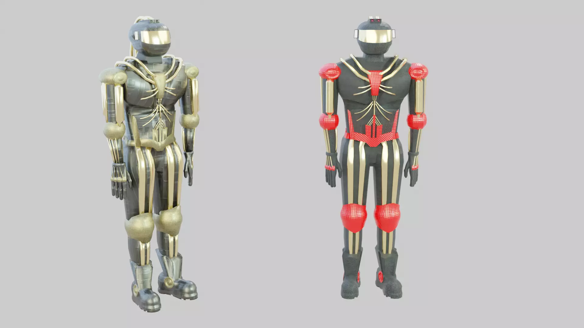 Protective suit or android robot Low-poly 3D model