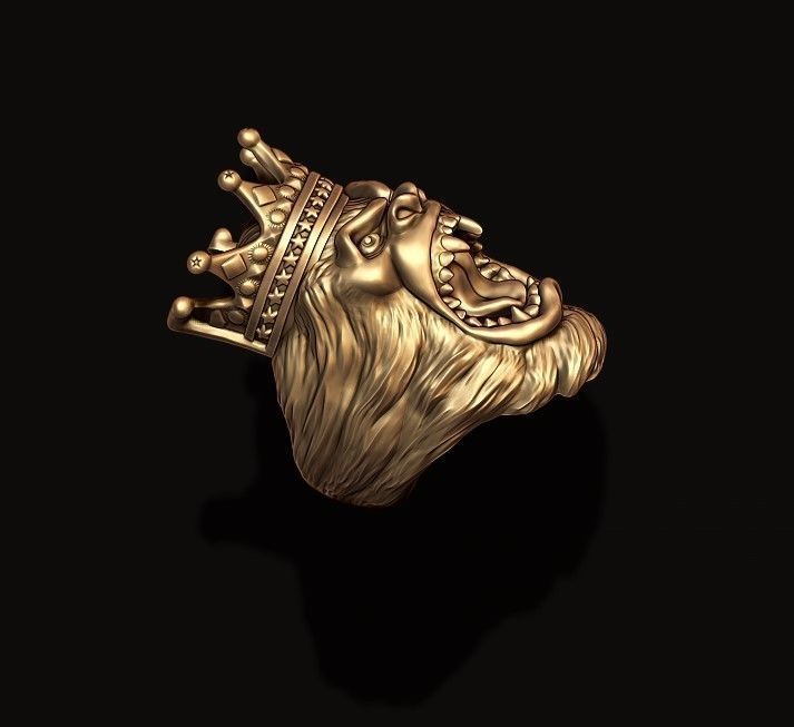 King Gorilla with crown ring 3D print model_2