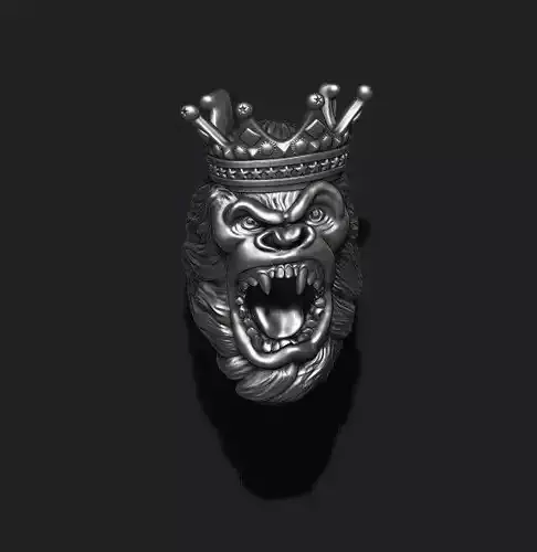 King Gorilla with crown ring 3D print model