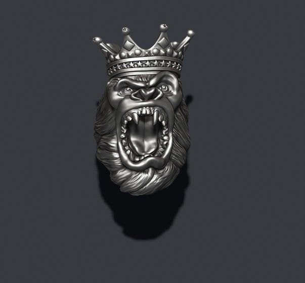 King Gorilla with crown ring 3D print model_6
