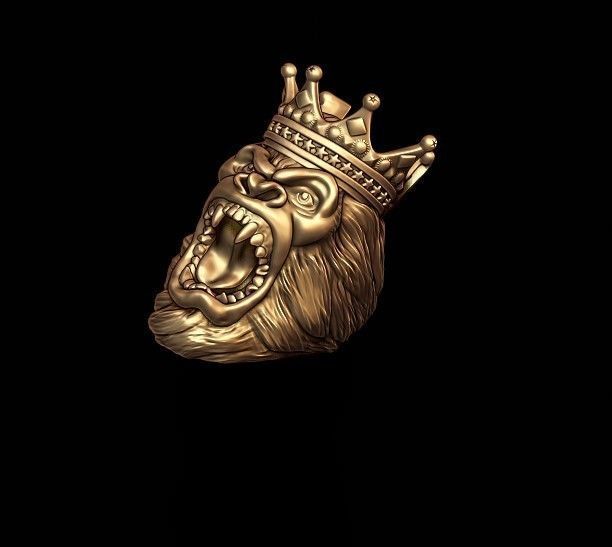 King Gorilla with crown ring 3D print model_9