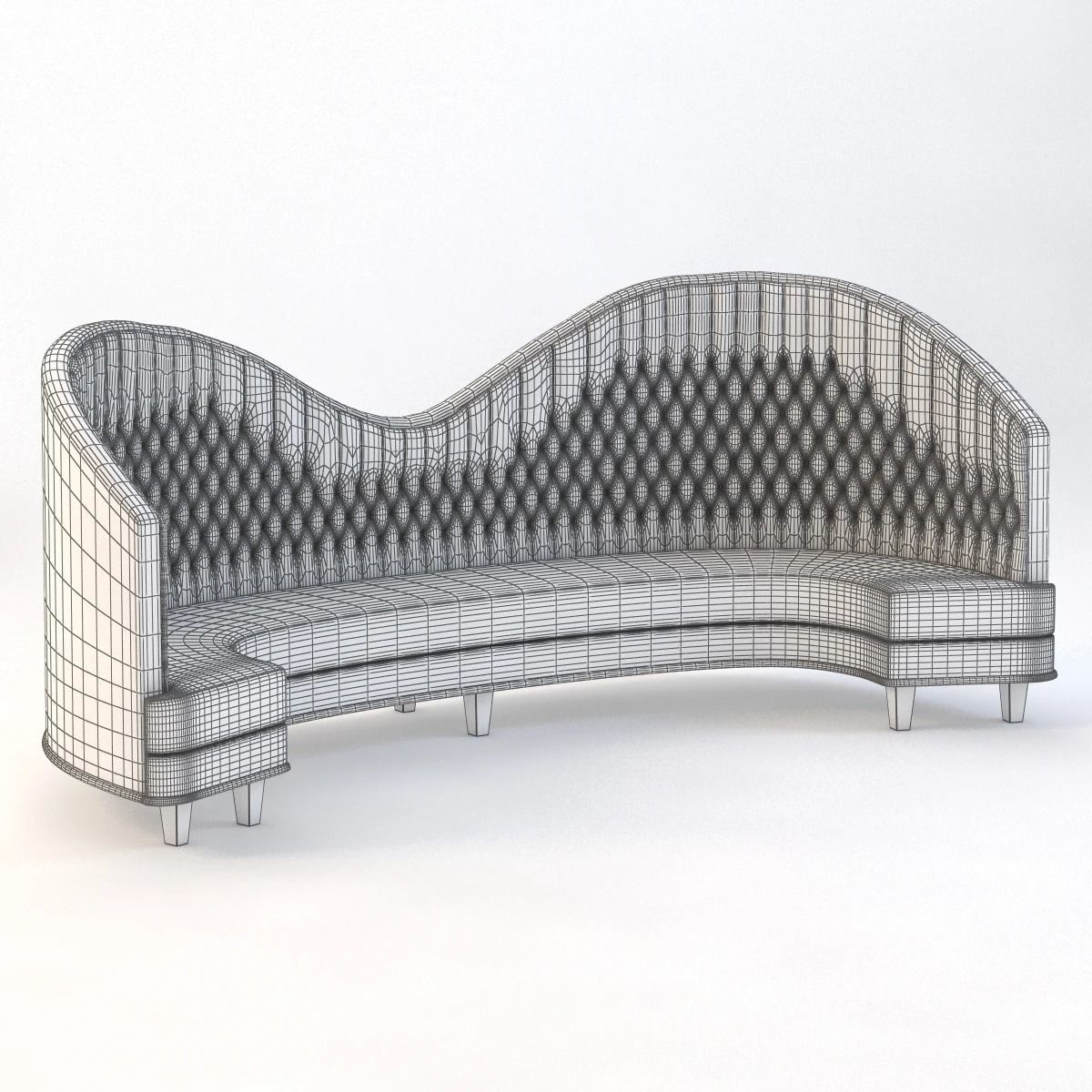 Detail Tufted High Back Curved Sofa 3D model_8