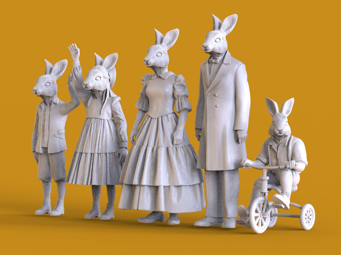 hare family 3D print model_57
