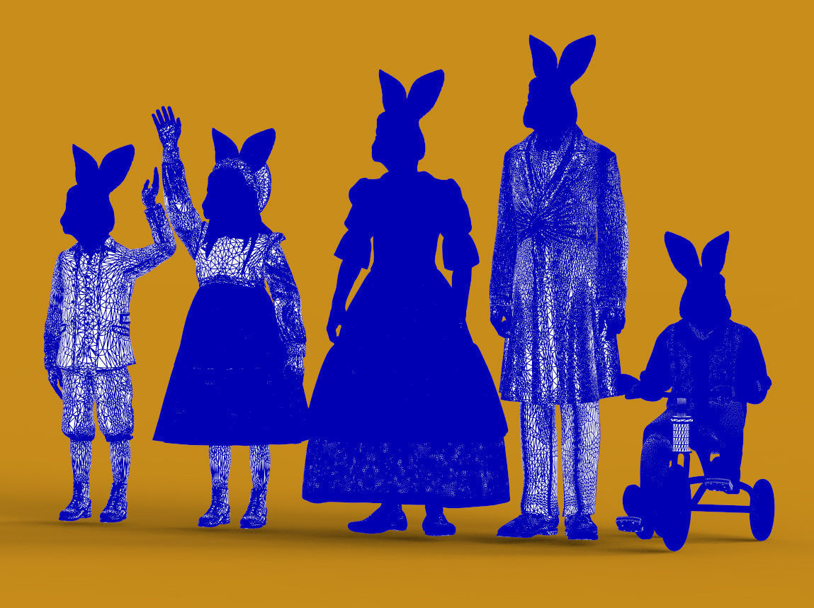 hare family 3D print model_4